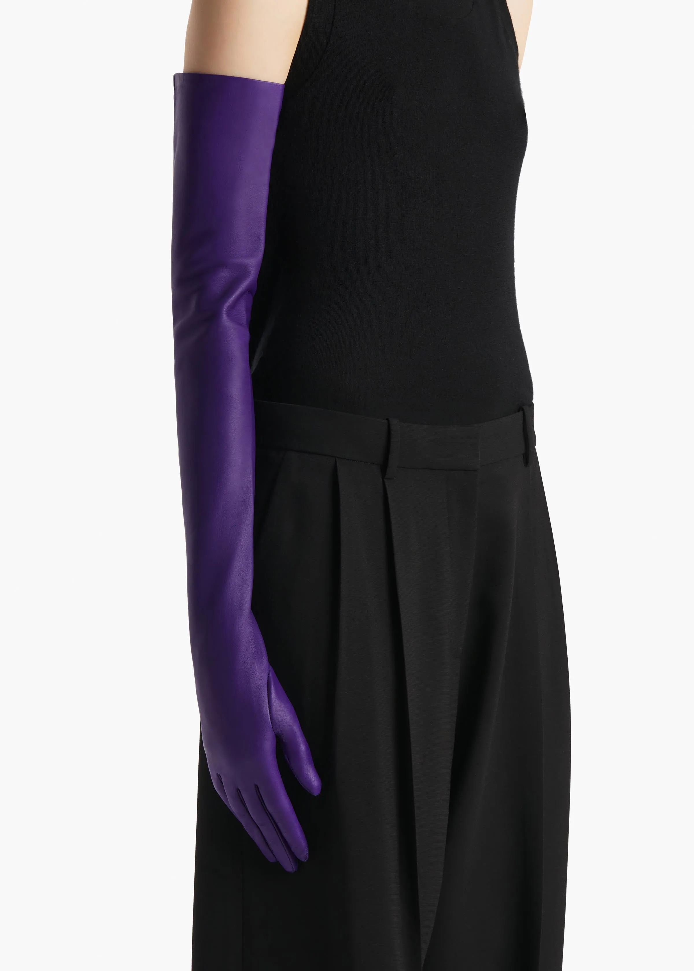 Remo Long Gloves in Purple Leather sold by KHAITE product image thumbnail 2