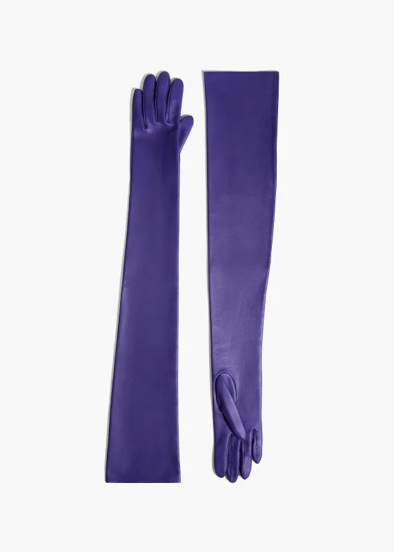 Remo Long Gloves in Purple Leather sold by KHAITE