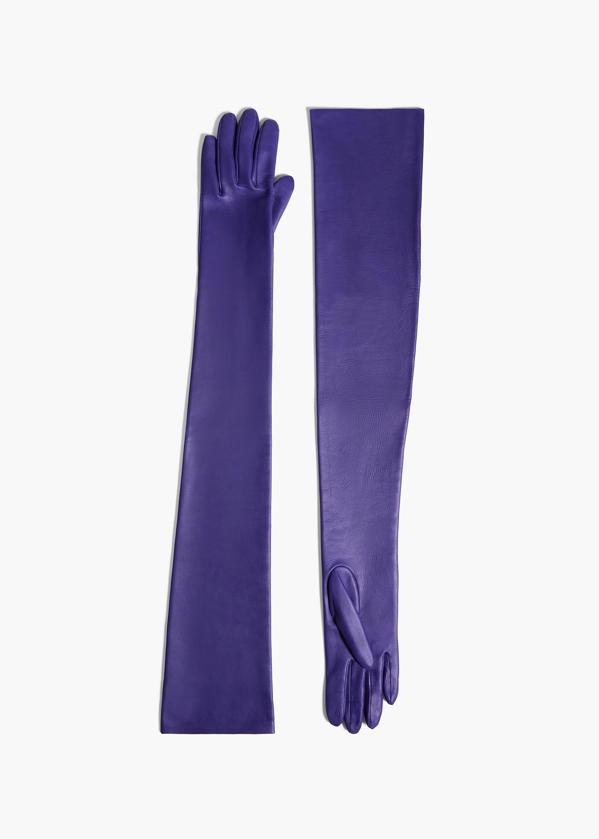 Remo Long Gloves in Purple Leather sold by KHAITE