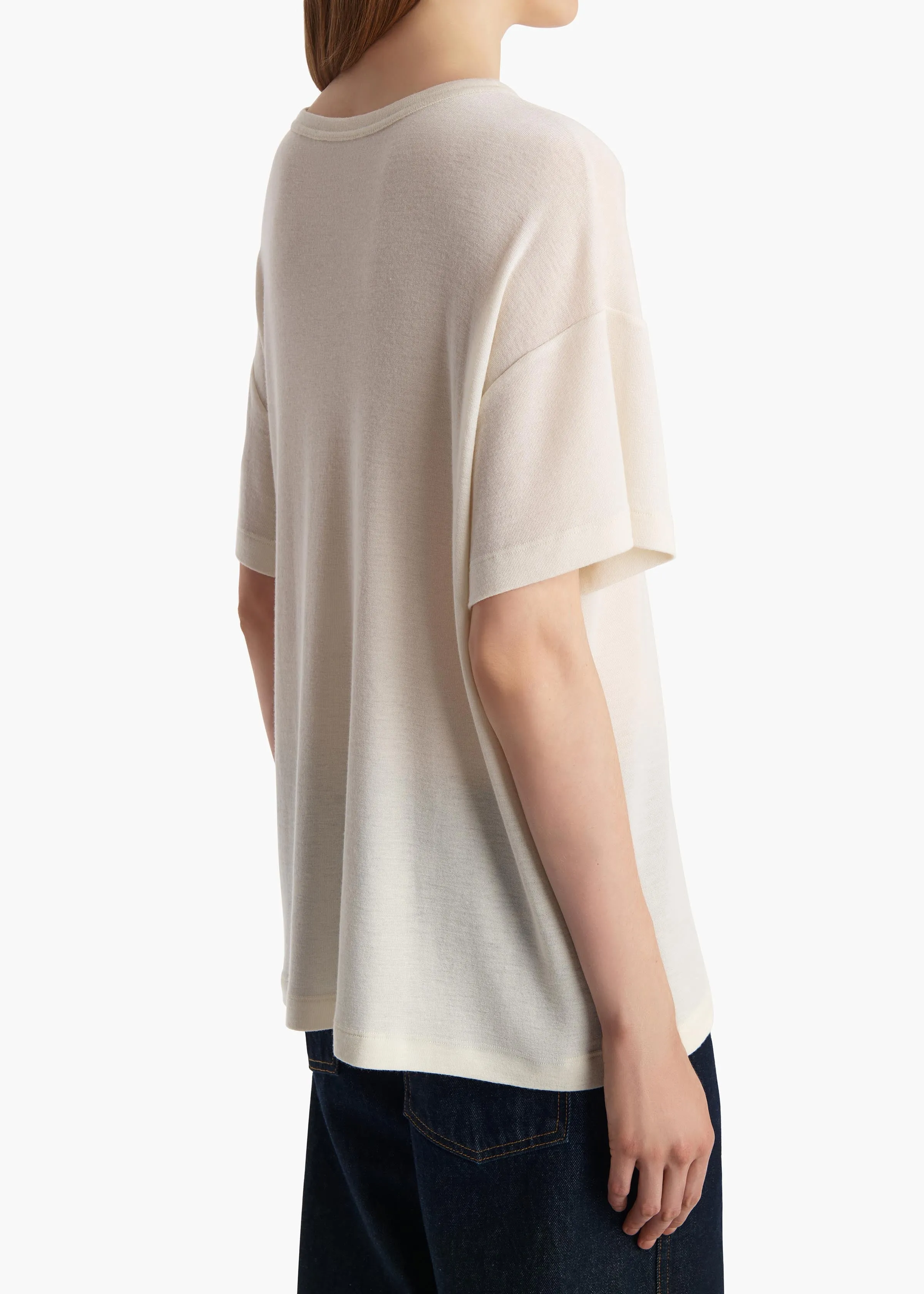 Maeve T-Shirt in Cream Silk Cashmere Jersey sold by KHAITE product image thumbnail 5