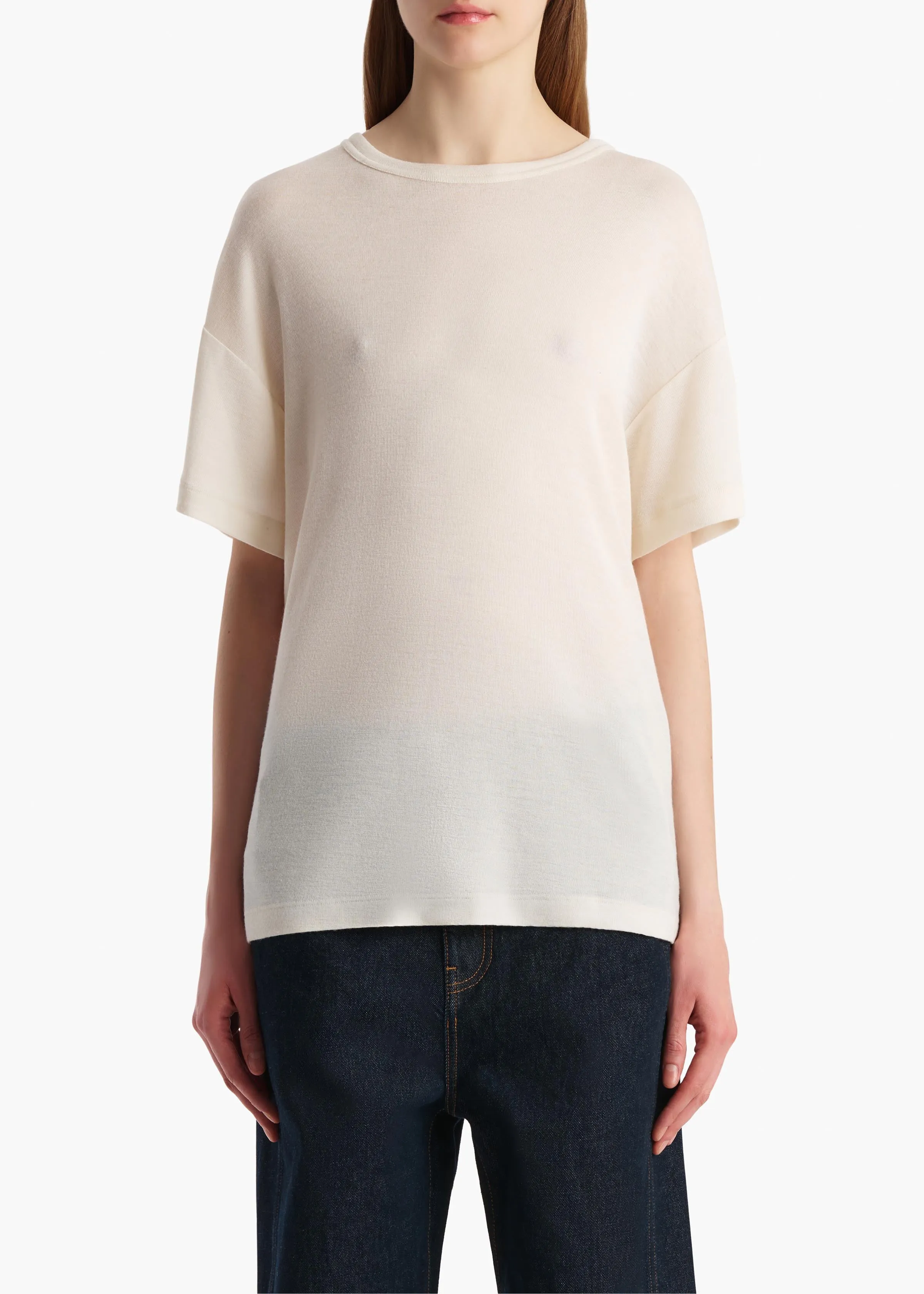 Maeve T-Shirt in Cream Silk Cashmere Jersey sold by KHAITE product image thumbnail 3