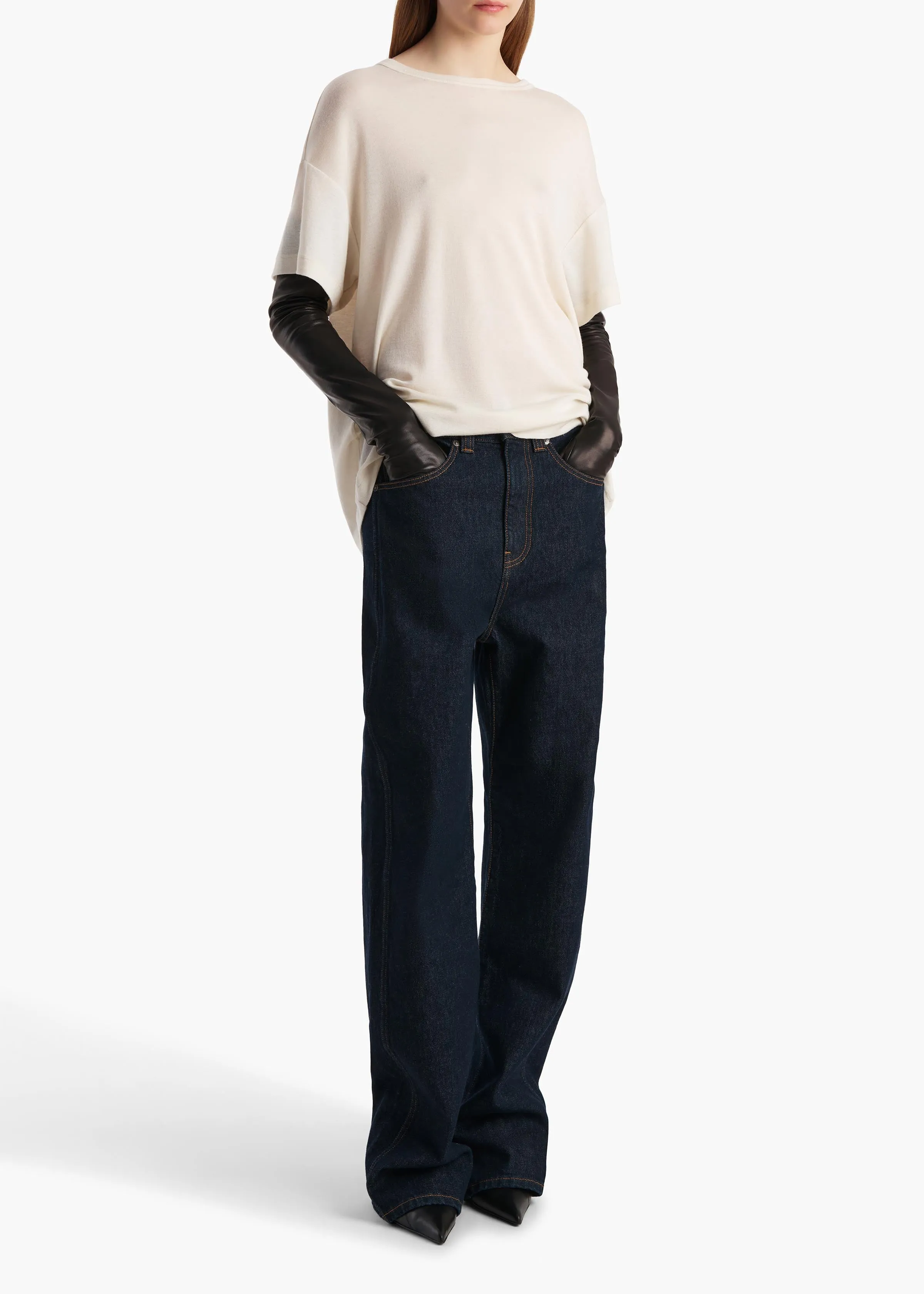 Maeve T-Shirt in Cream Silk Cashmere Jersey sold by KHAITE product image thumbnail 2