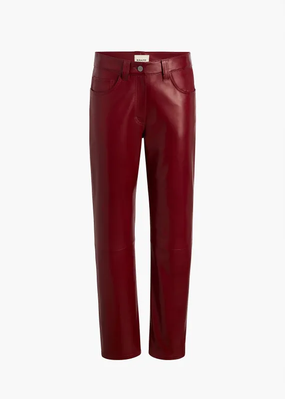 Callum Pant in Garnet Leather made by KHAITE