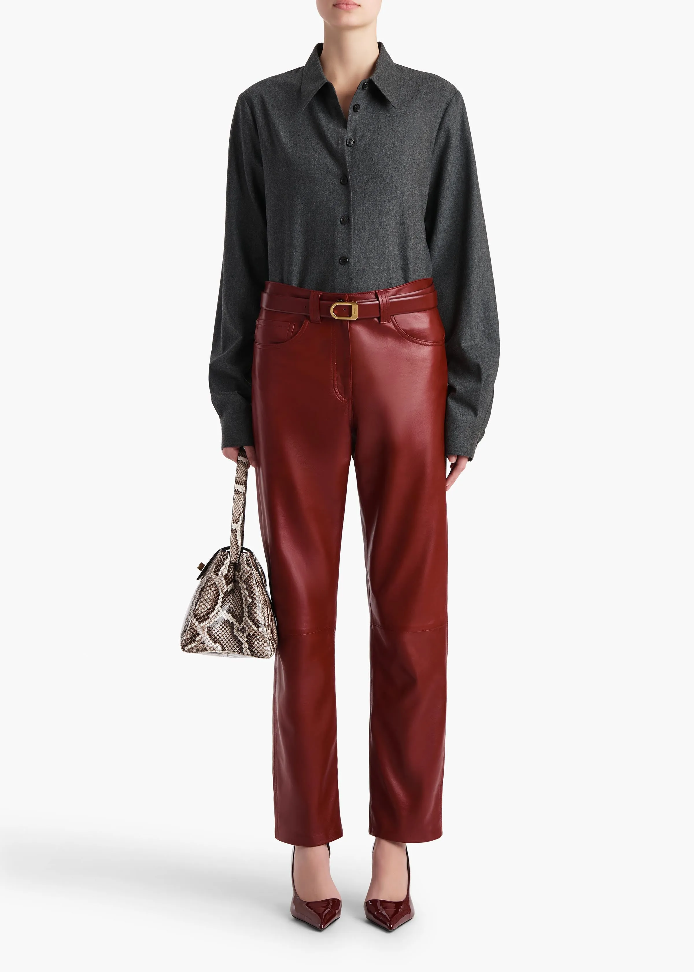 Callum Pant in Garnet Leather sold by KHAITE product image thumbnail 2