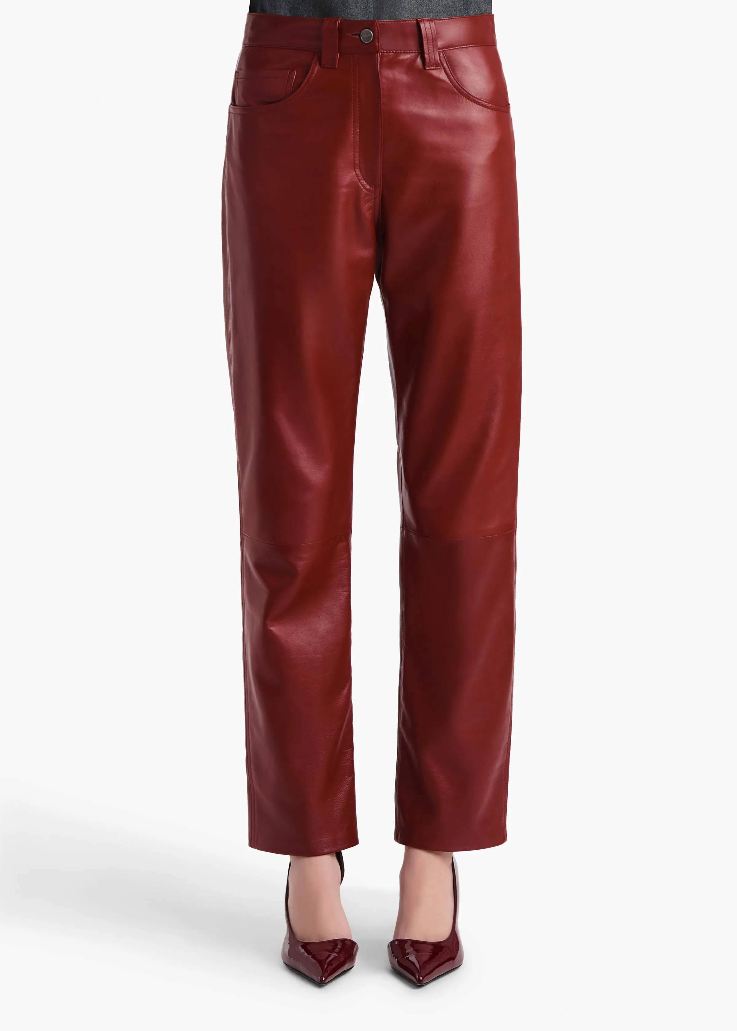 Callum Pant in Garnet Leather sold by KHAITE product image thumbnail 3
