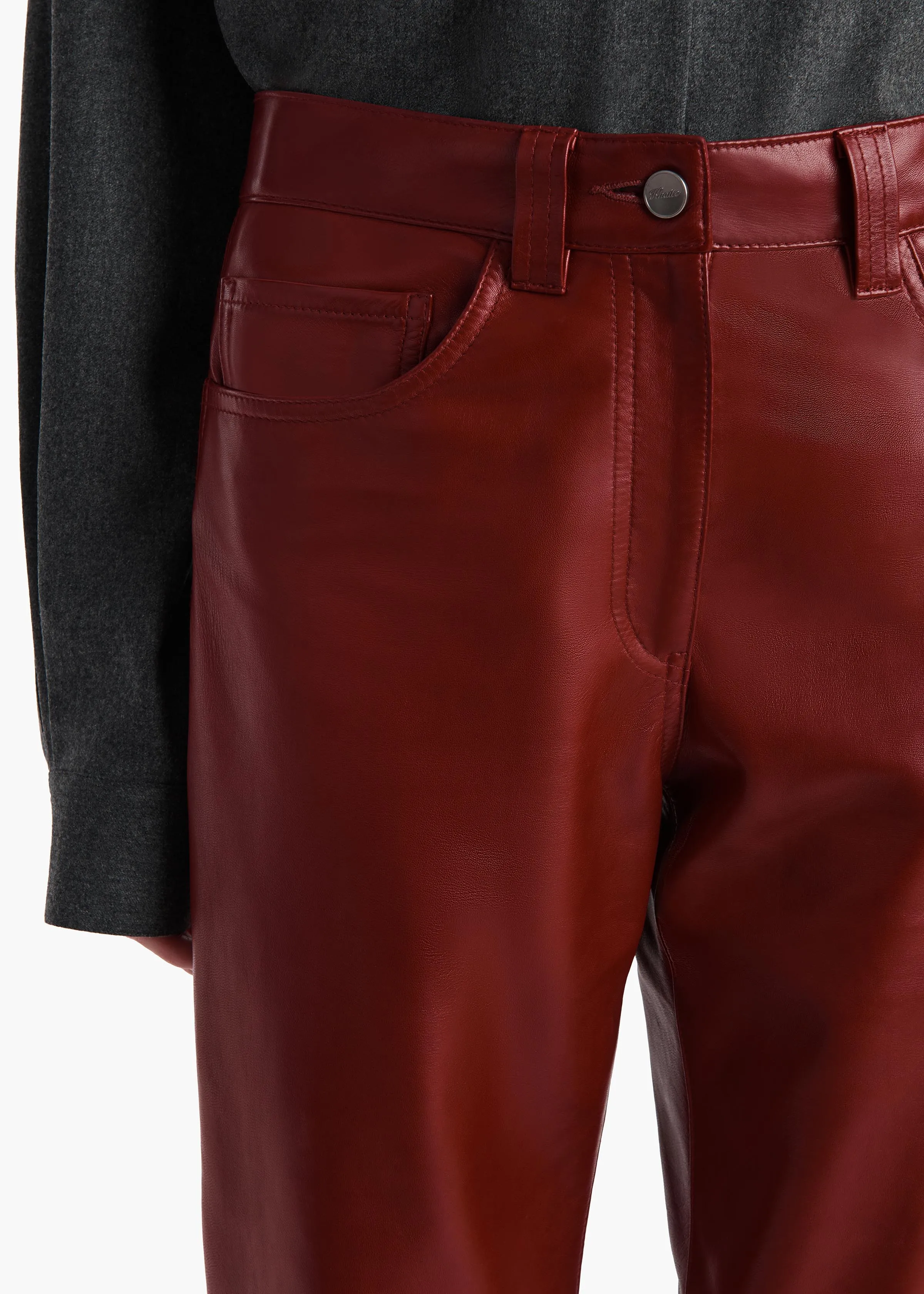 Callum Pant in Garnet Leather sold by KHAITE product image thumbnail 5