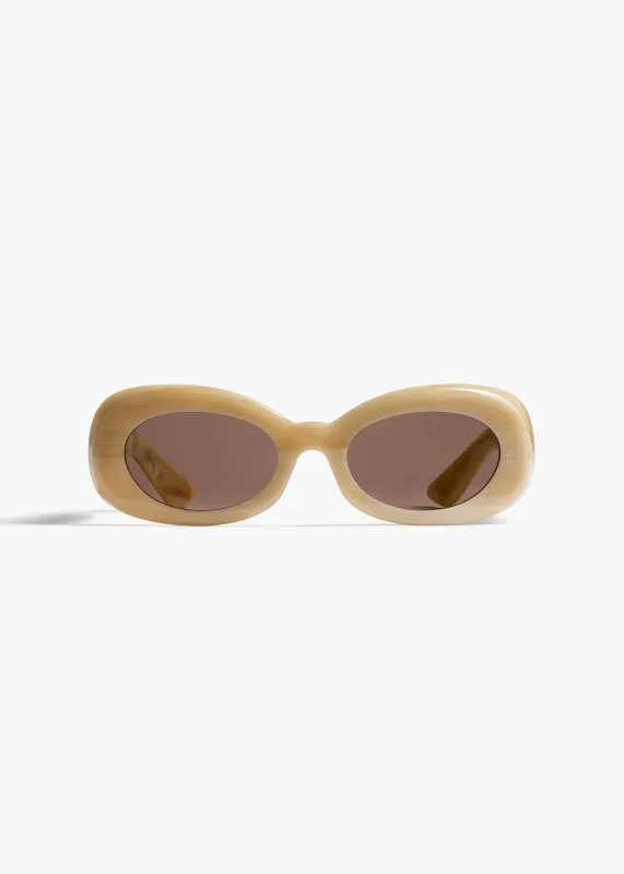 KHAITE x Oliver Peoples 1992C in Beige Silk and Brown sold by KHAITE