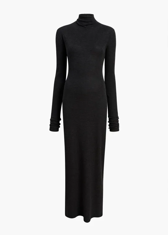 Norla Dress in Charcoal Silk Cashmere Jersey sold by KHAITE