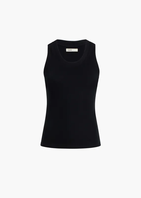 Isha Top in Black Silk Cashmere Jersey sold by KHAITE