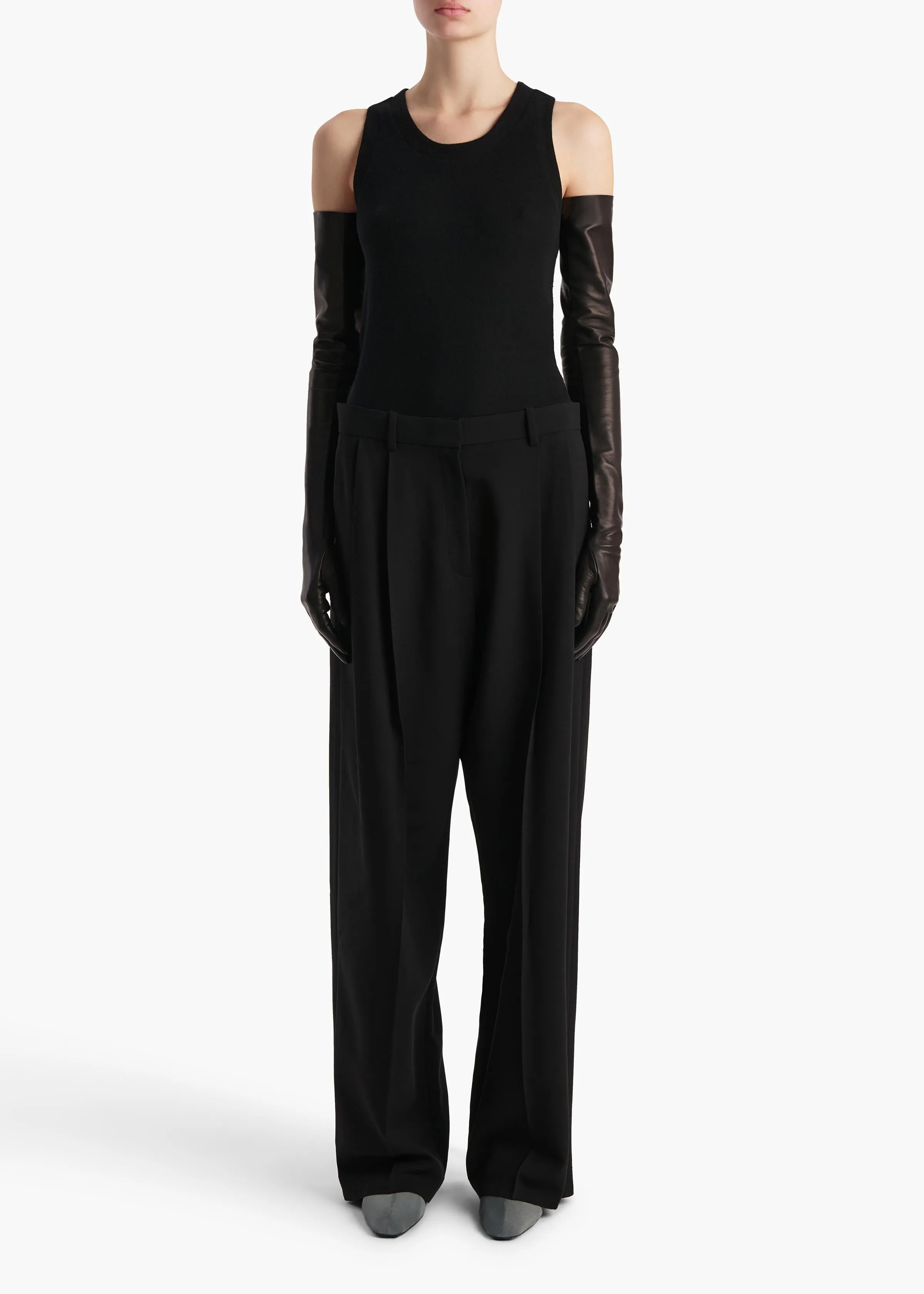 Isha Top in Black Silk Cashmere Jersey sold by KHAITE product image thumbnail 2