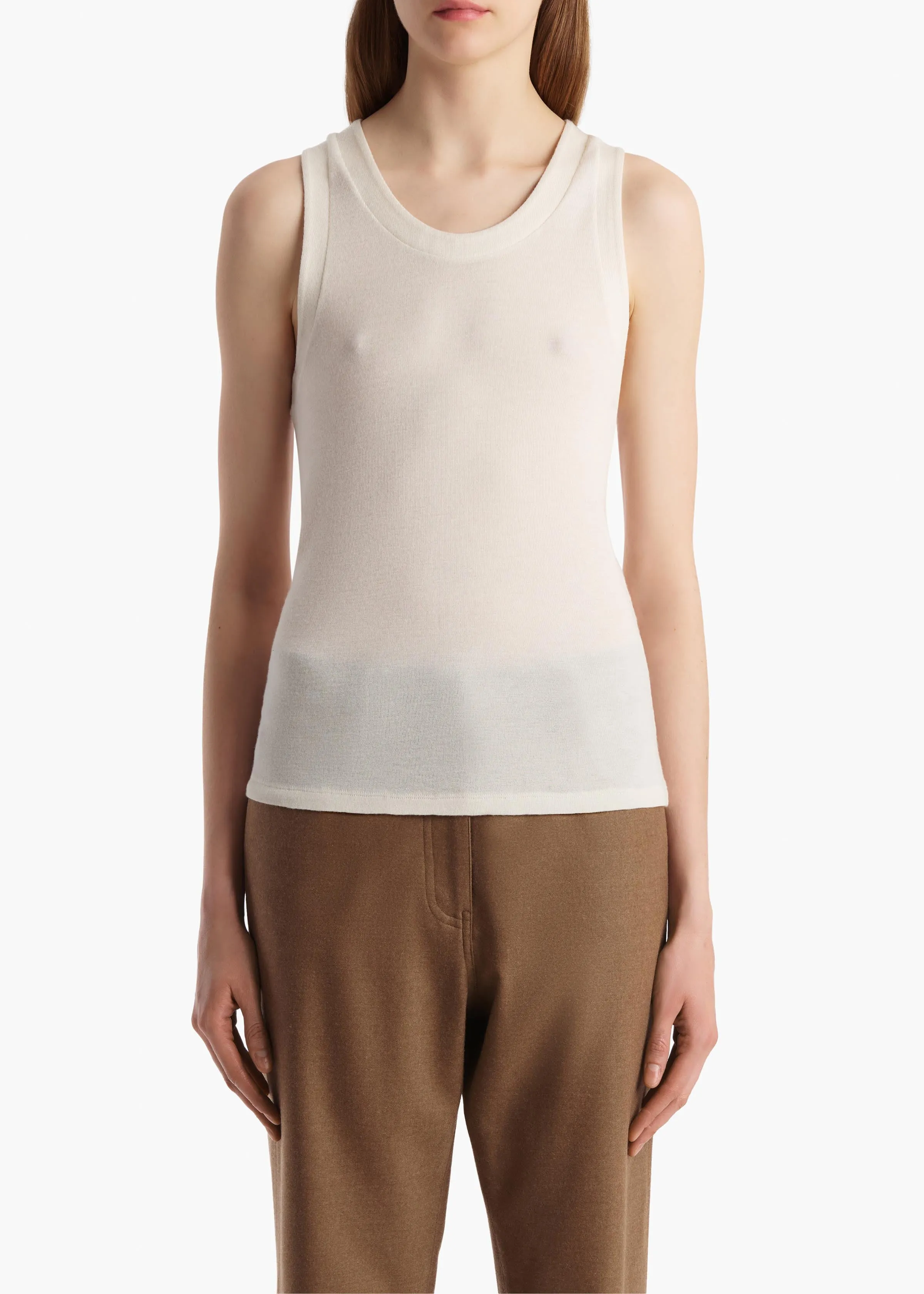 Isha Top in Cream Silk Cashmere Jersey sold by KHAITE product image thumbnail 2