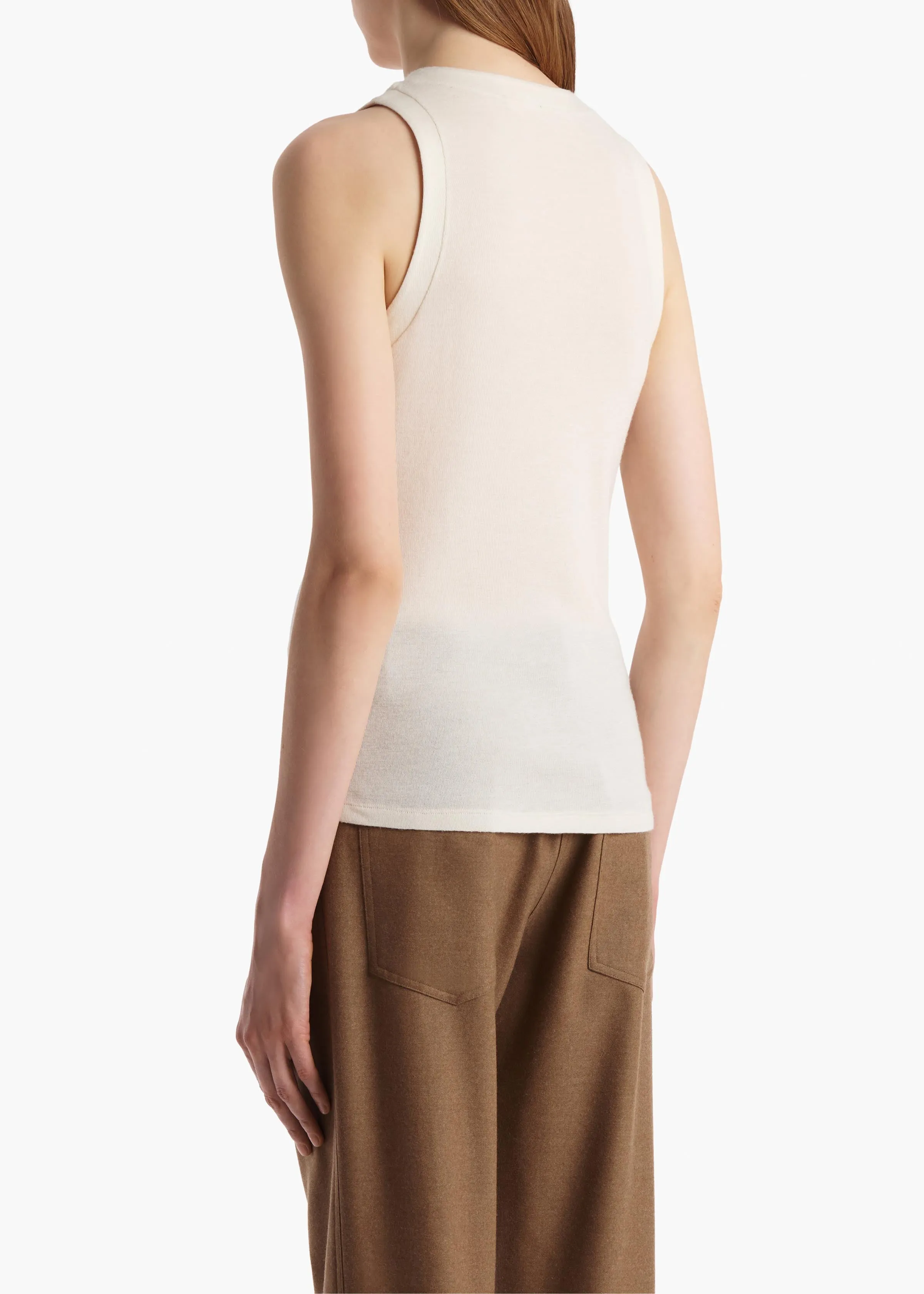 Isha Top in Cream Silk Cashmere Jersey sold by KHAITE product image thumbnail 4