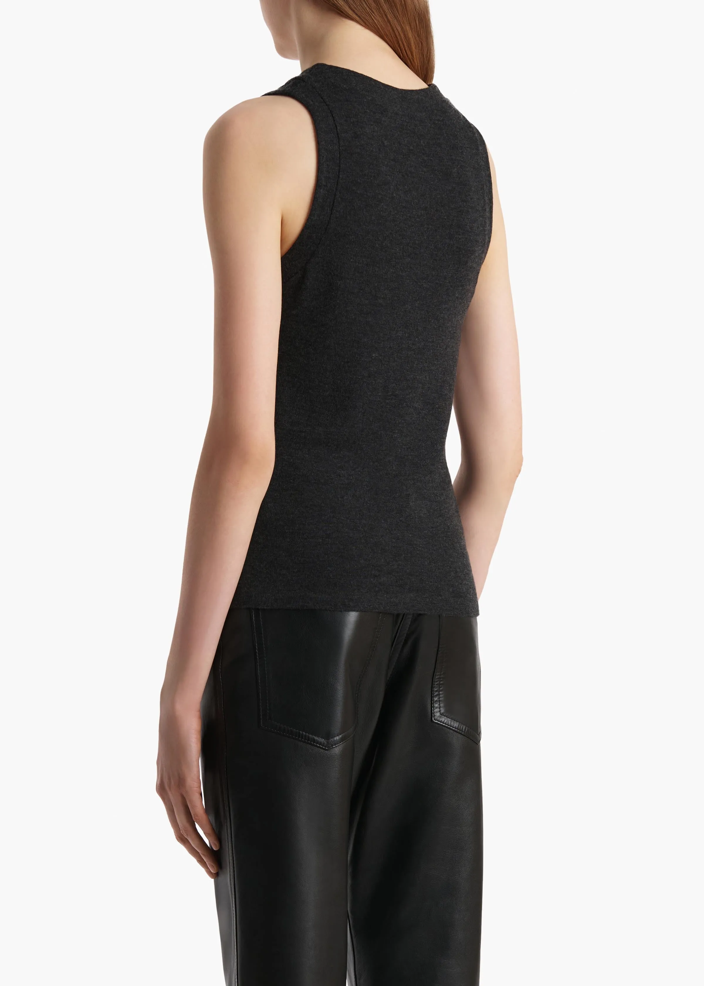 Isha Top in Charcoal Silk Cashmere Jersey sold by KHAITE product image thumbnail 4