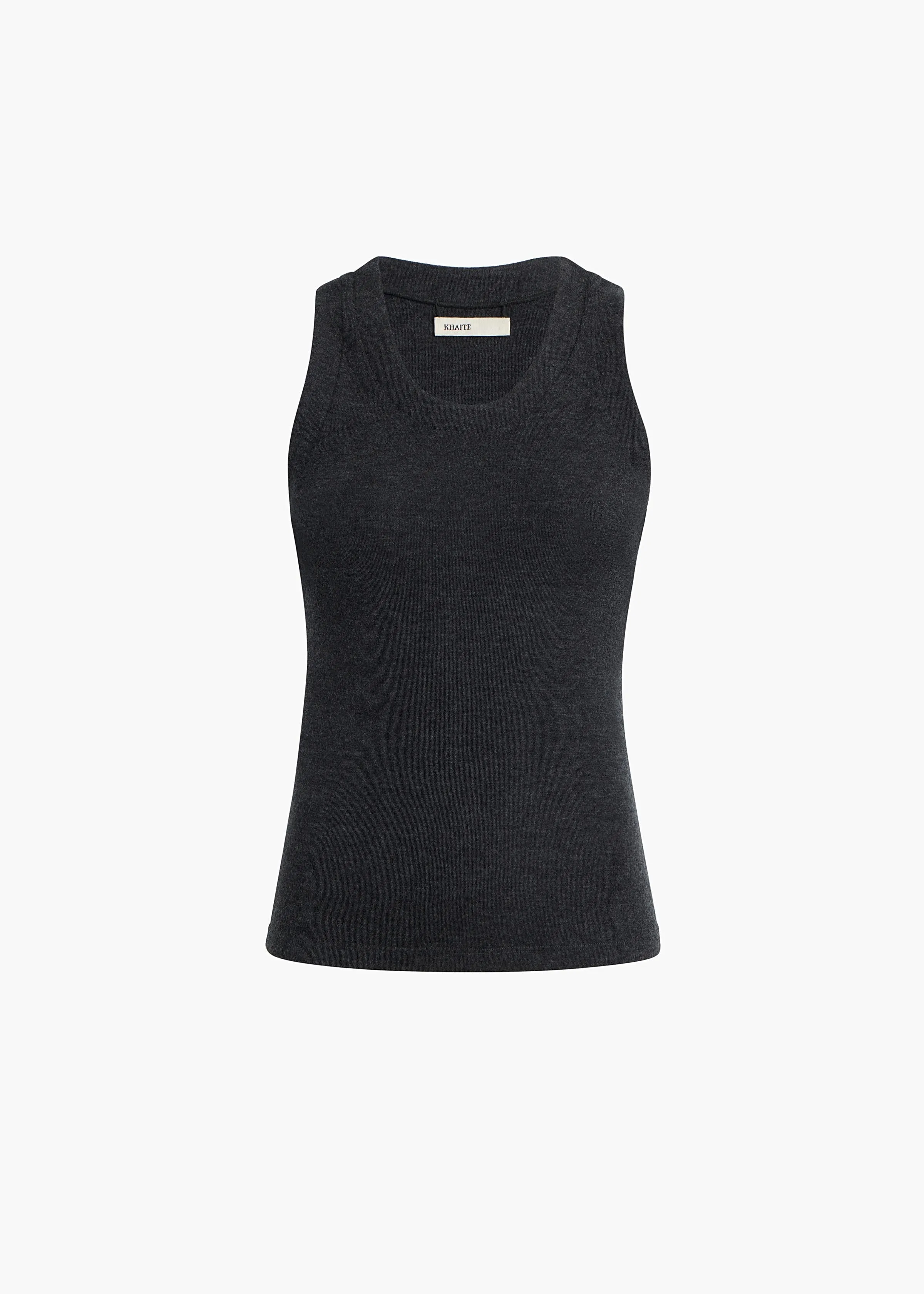 Isha Top in Charcoal Silk Cashmere Jersey sold by KHAITE