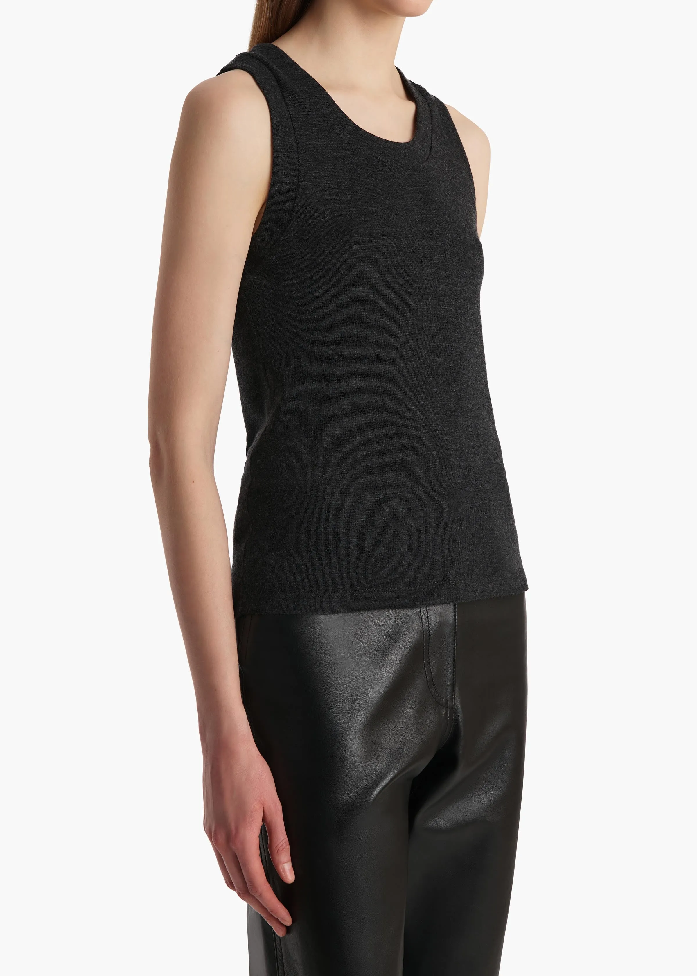 Isha Top in Charcoal Silk Cashmere Jersey sold by KHAITE product image thumbnail 5