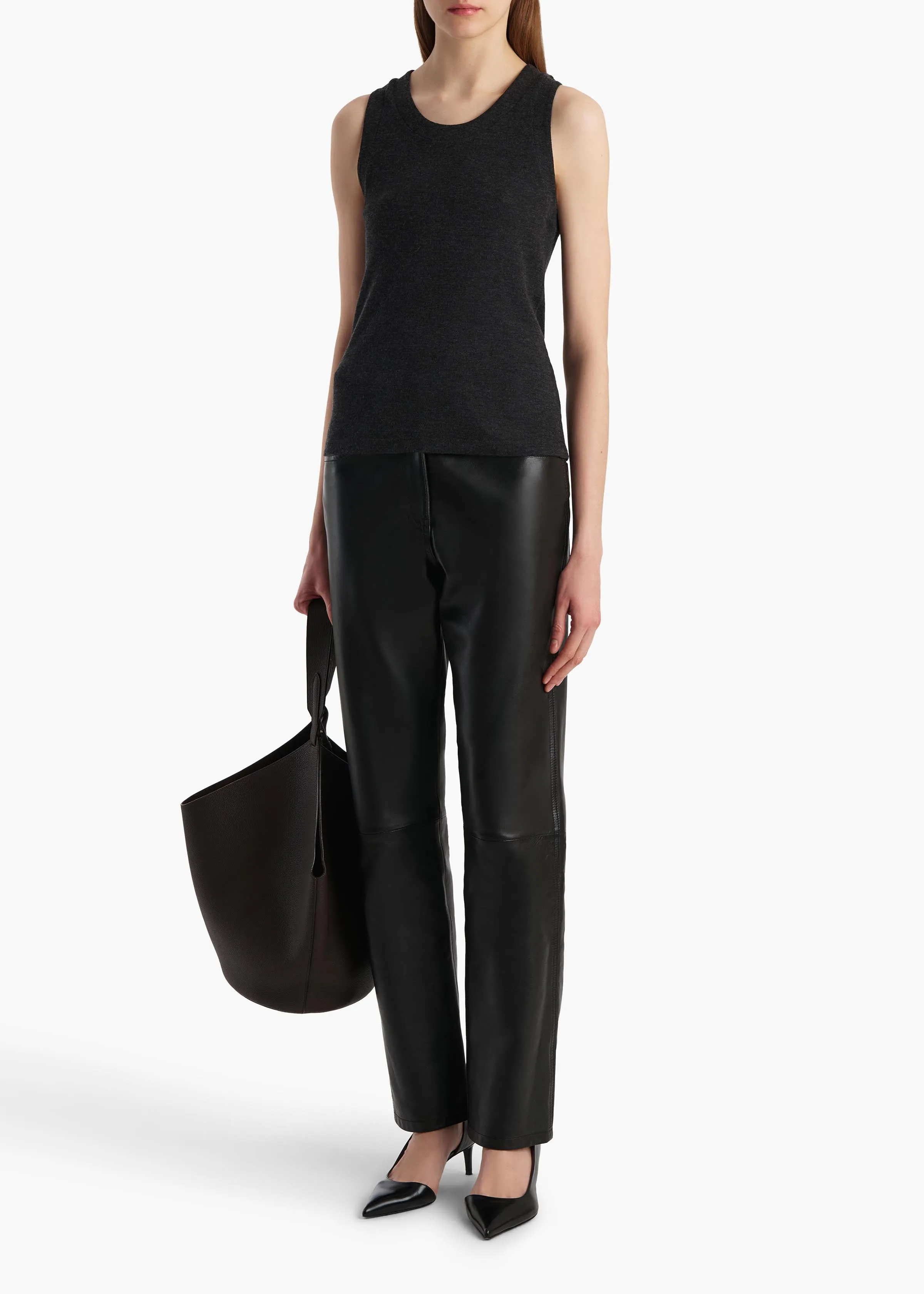 Isha Top in Charcoal Silk Cashmere Jersey sold by KHAITE product image thumbnail 2