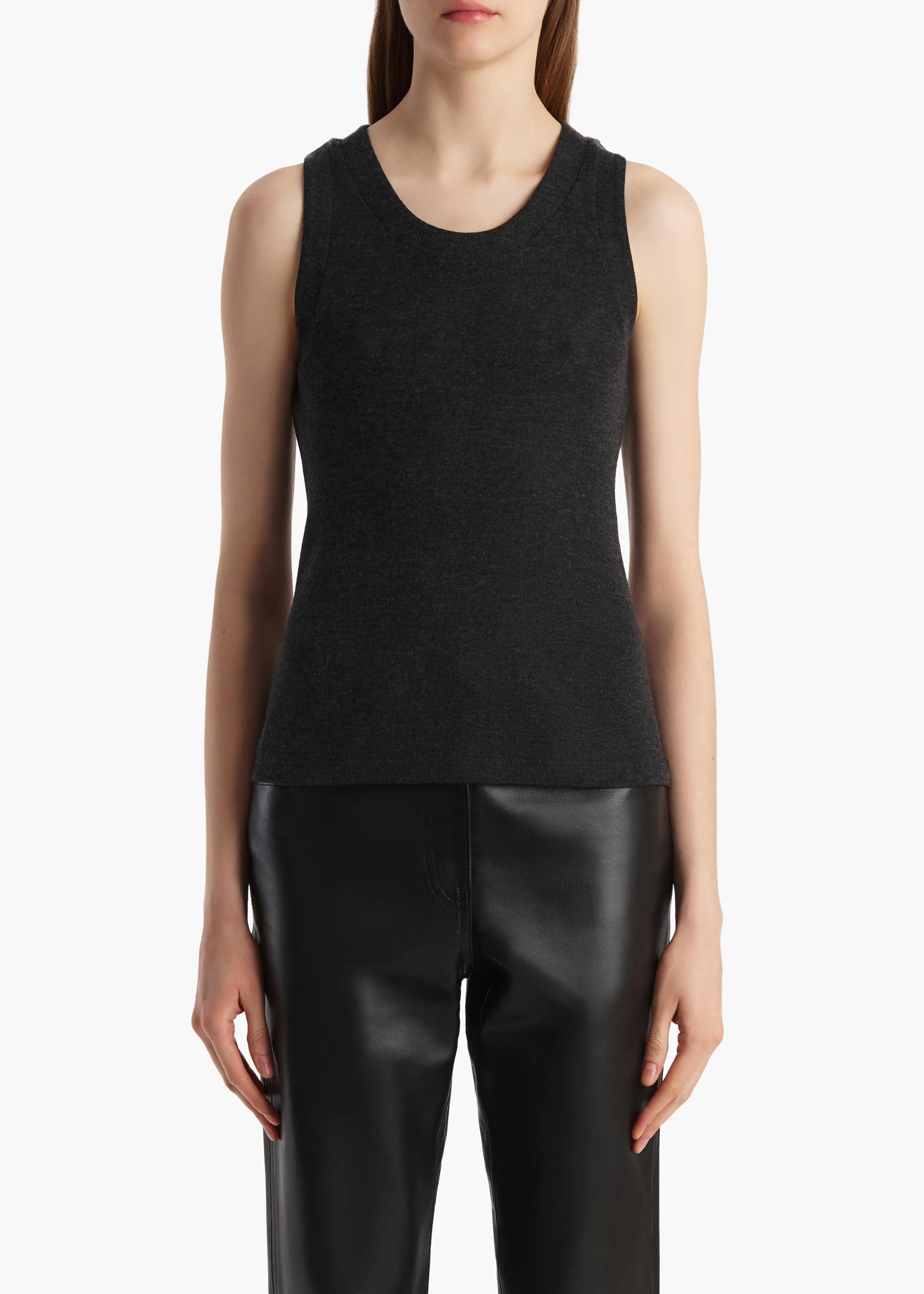 Isha Top in Charcoal Silk Cashmere Jersey sold by KHAITE product image thumbnail 3