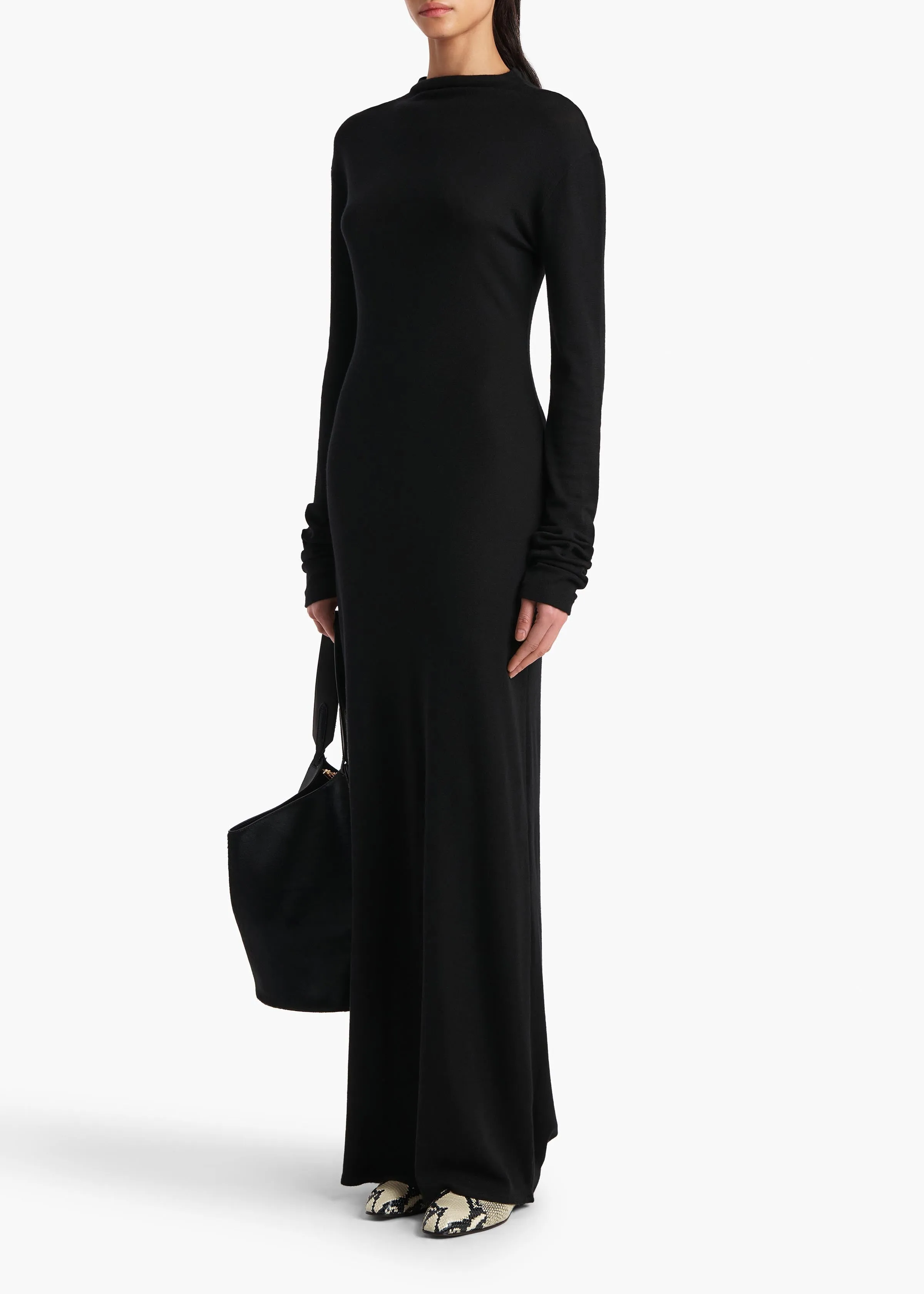 Norla Dress in Black Silk Cashmere Jersey sold by KHAITE product image thumbnail 2