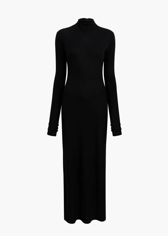 Norla Dress in Black Silk Cashmere Jersey sold by KHAITE