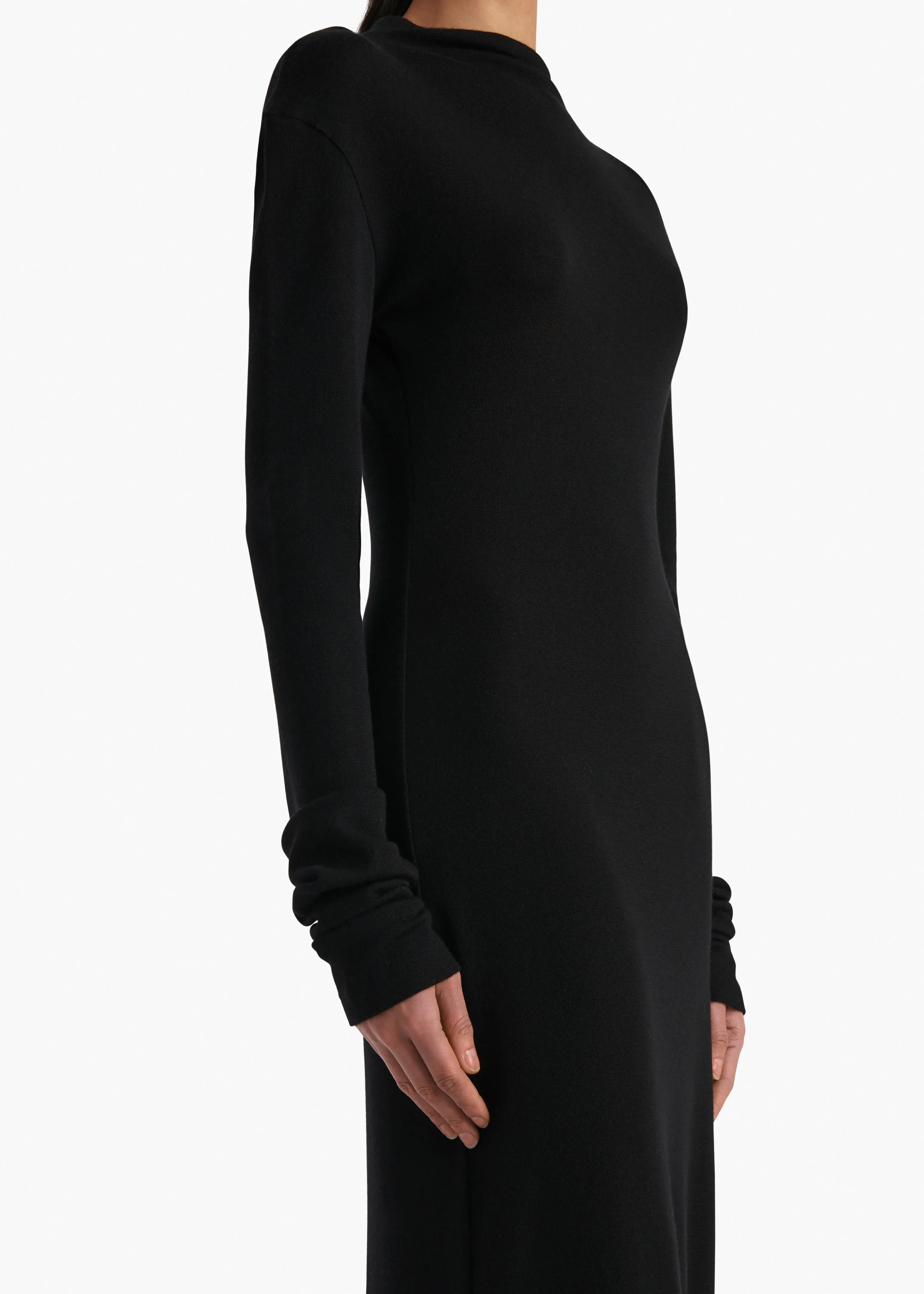 Norla Dress in Black Silk Cashmere Jersey sold by KHAITE product image thumbnail 5