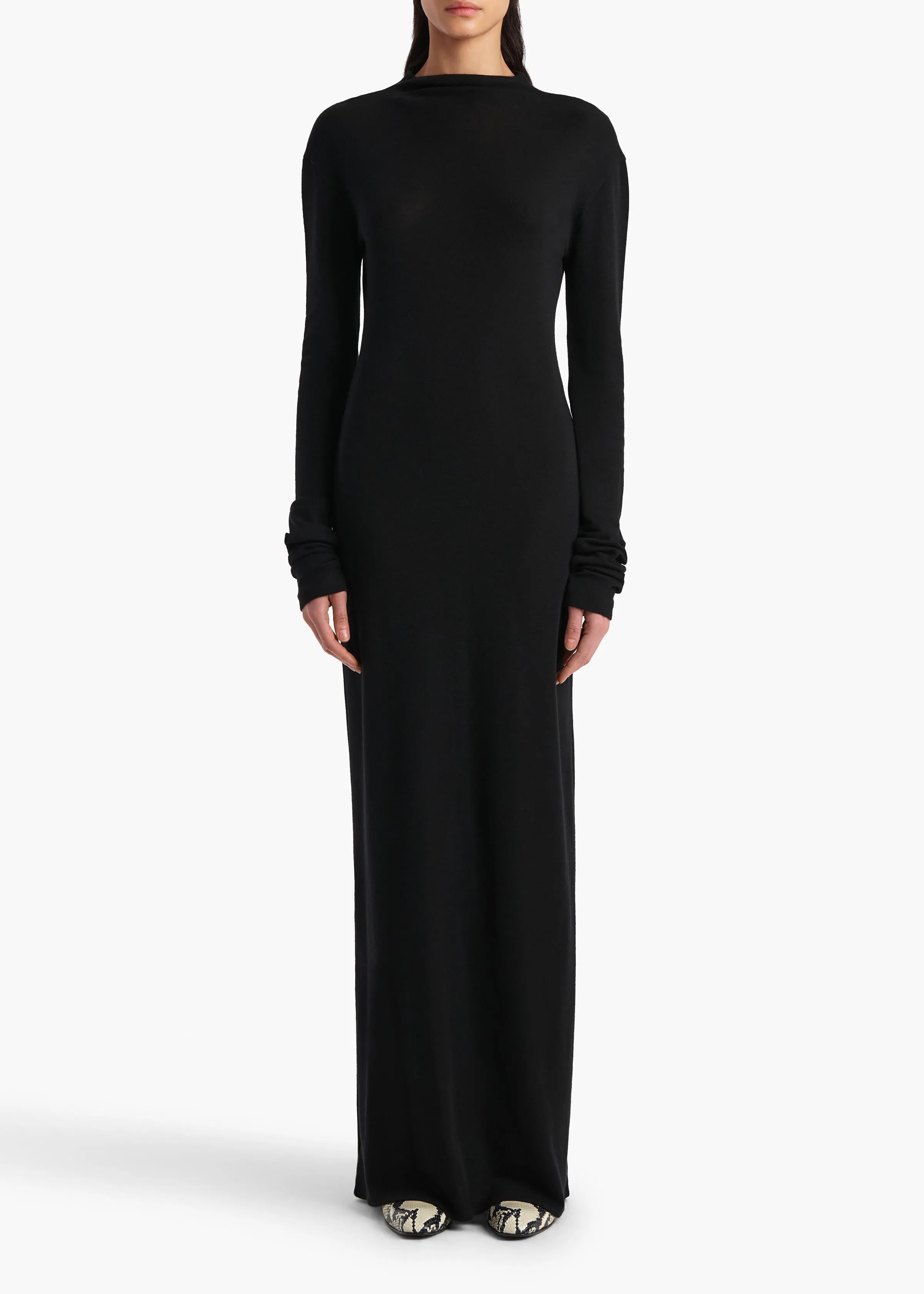 Norla Dress in Black Silk Cashmere Jersey sold by KHAITE product image thumbnail 3