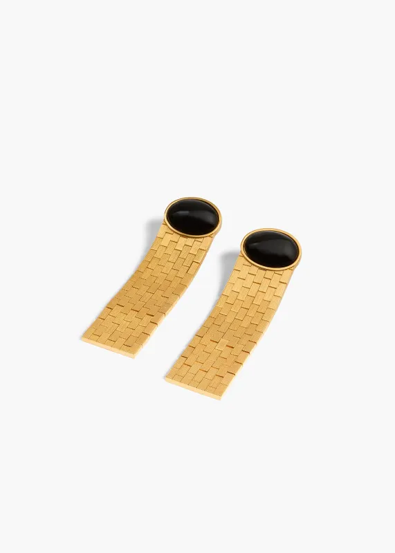 Chronos Earrings in Black and Gold sold by KHAITE