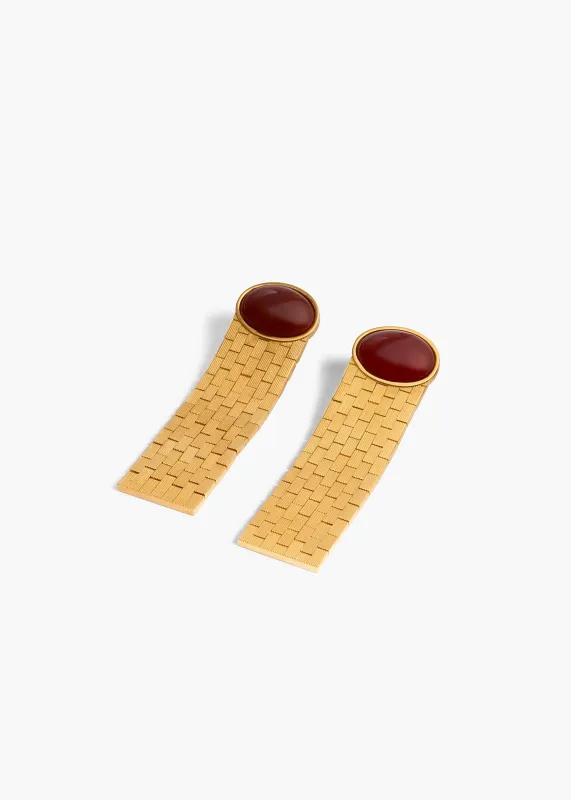 Chronos Earrings in Red and Gold sold by KHAITE