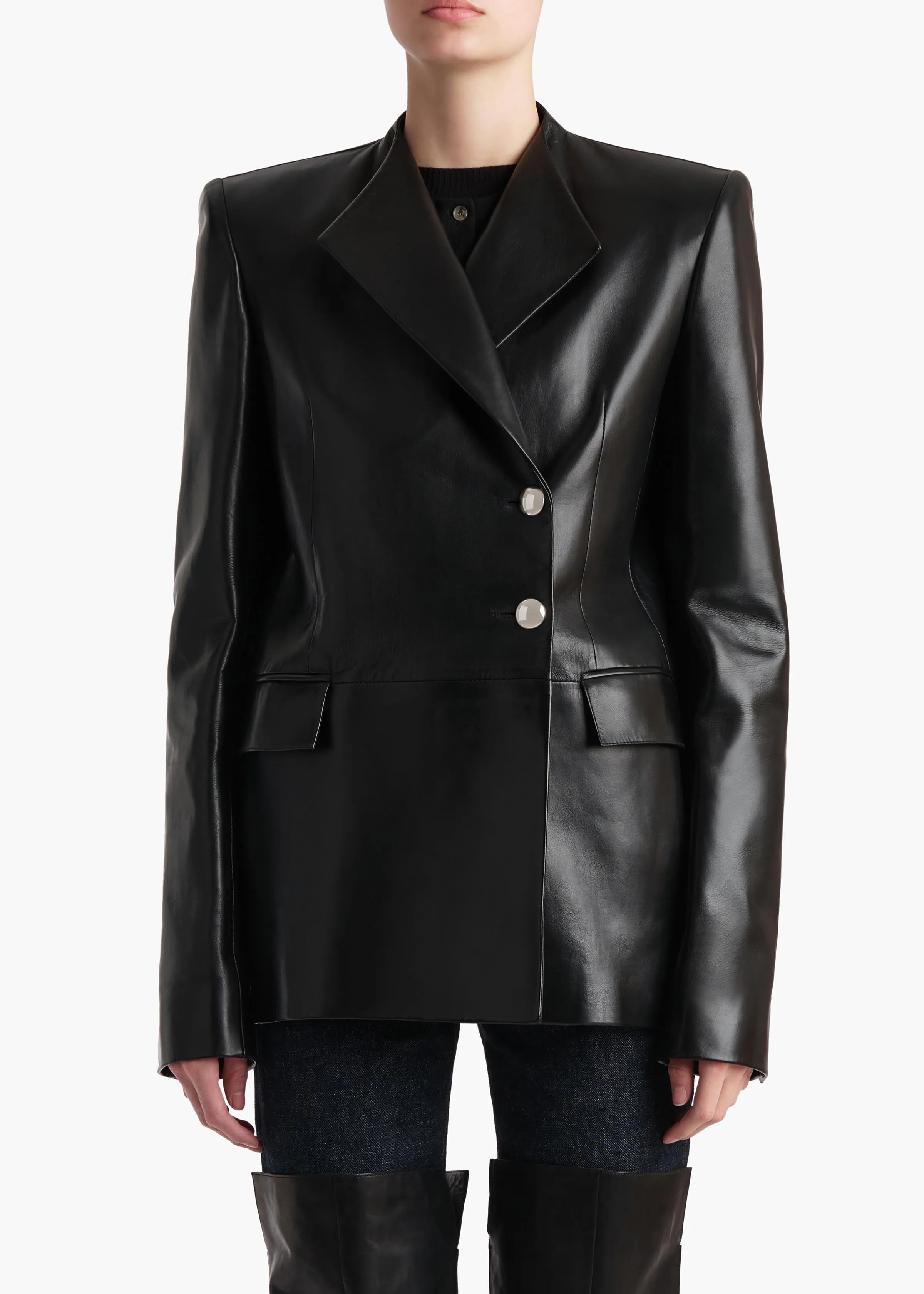 Elona Jacket in Black Leather sold by KHAITE product image thumbnail 3