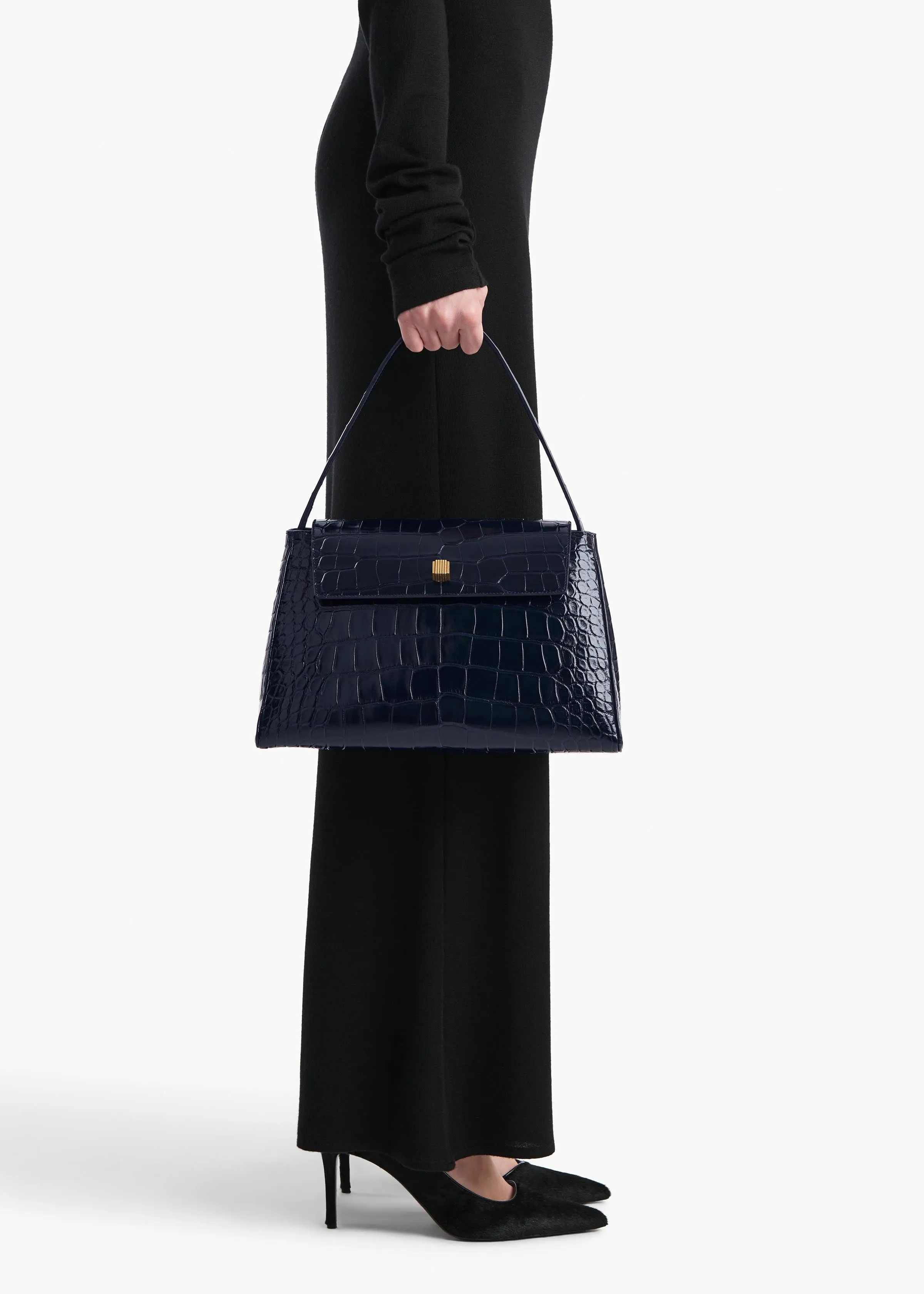 Audrey Top Handle Bag in Midnight Alligator sold by KHAITE product image thumbnail 5
