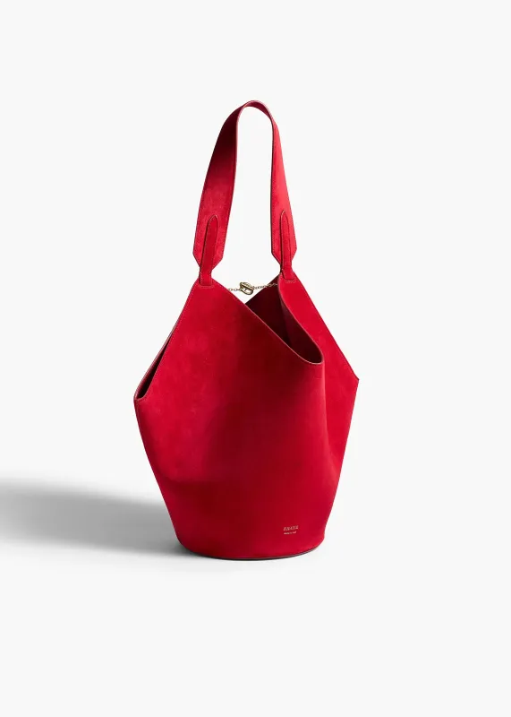 Small Lotus Tote in Ruby Suede sold by KHAITE