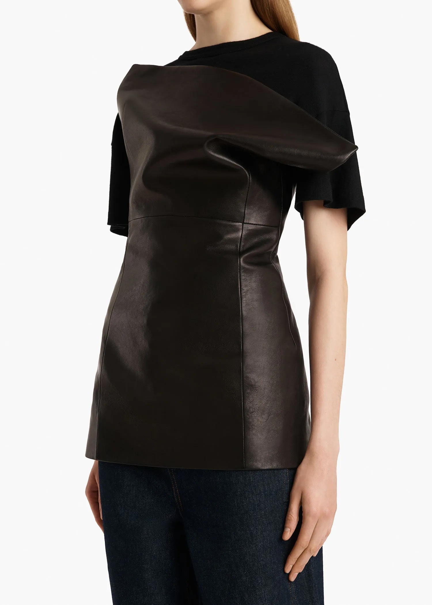 Corinne Top in Black Leather sold by KHAITE product image thumbnail 5