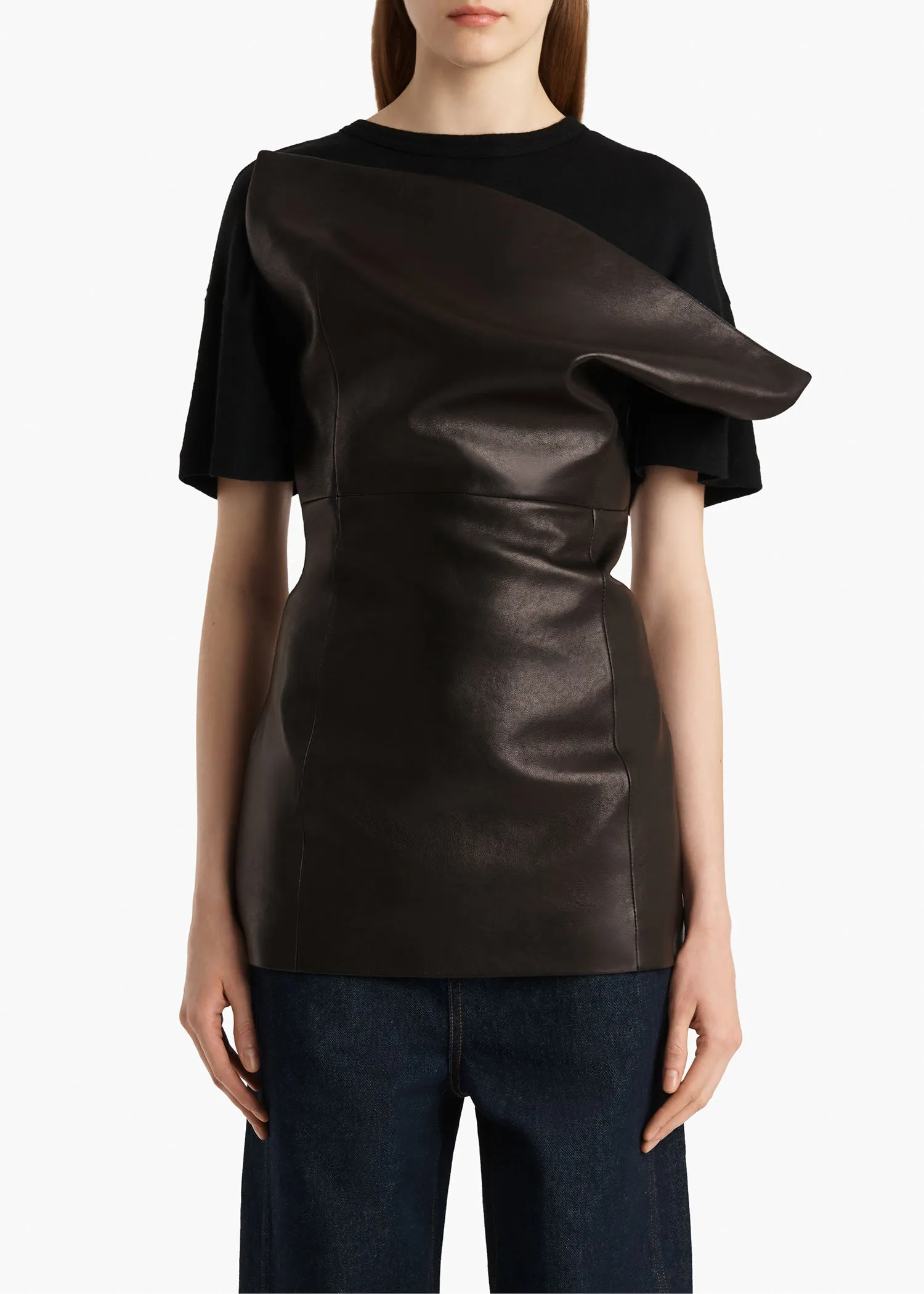 Corinne Top in Black Leather sold by KHAITE product image thumbnail 3