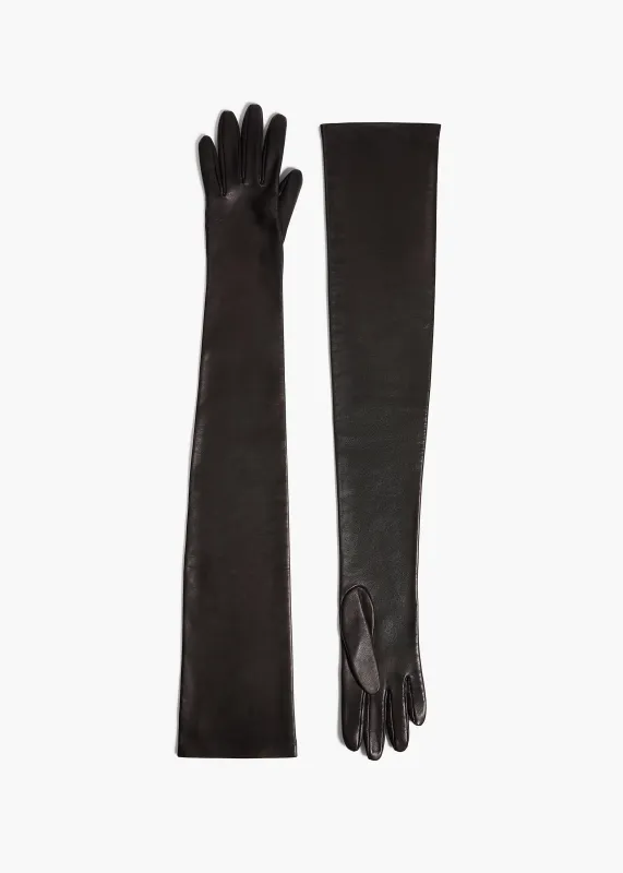 Remo Long Gloves in Black Leather sold by KHAITE