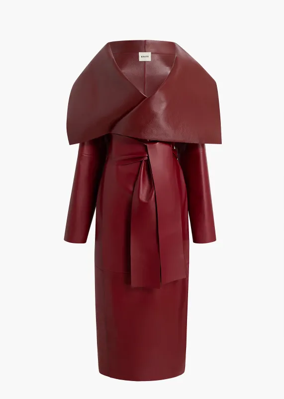 Levitt Coat in Garnet Leather made by KHAITE