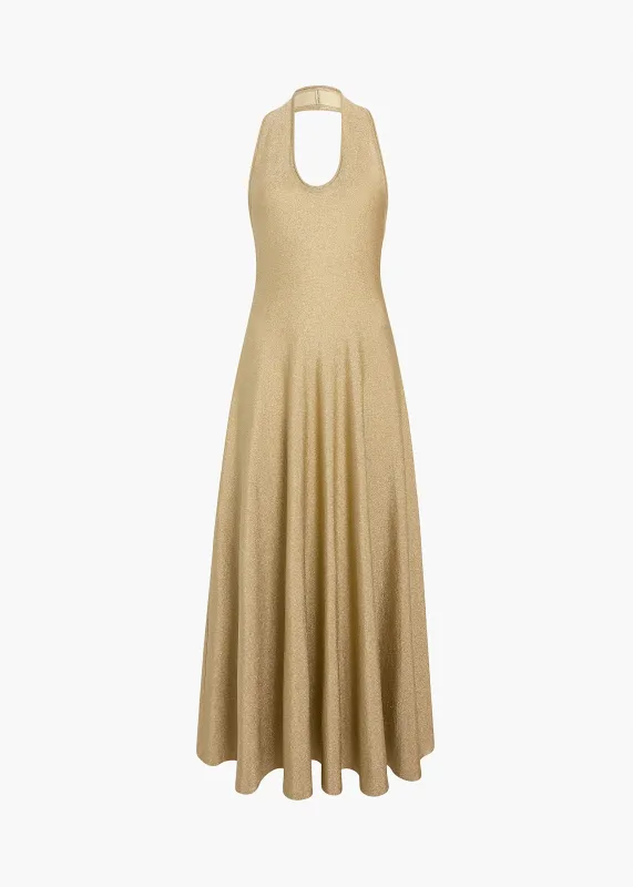 Melina Dress in Gold sold by KHAITE