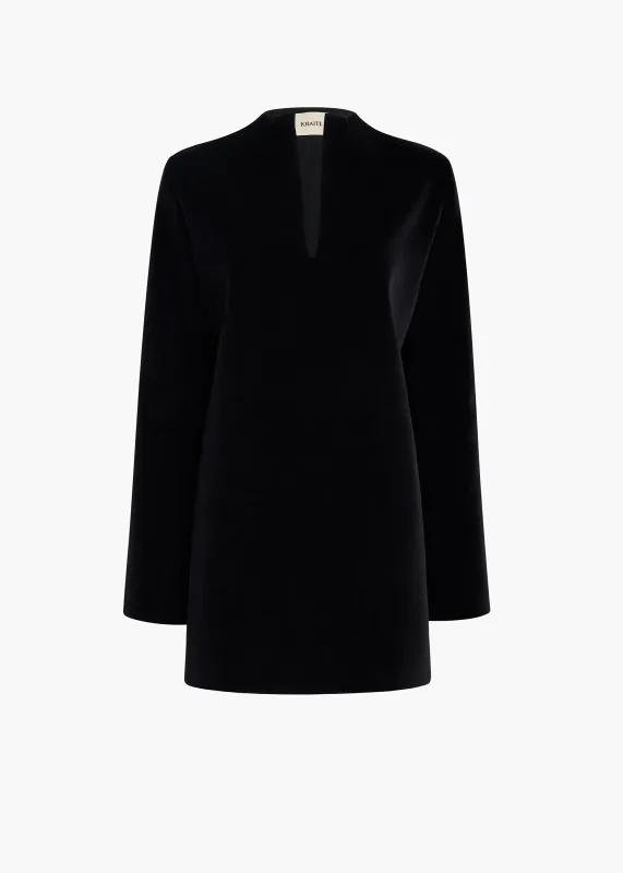 Aleena Dress in Black Velvet sold by KHAITE