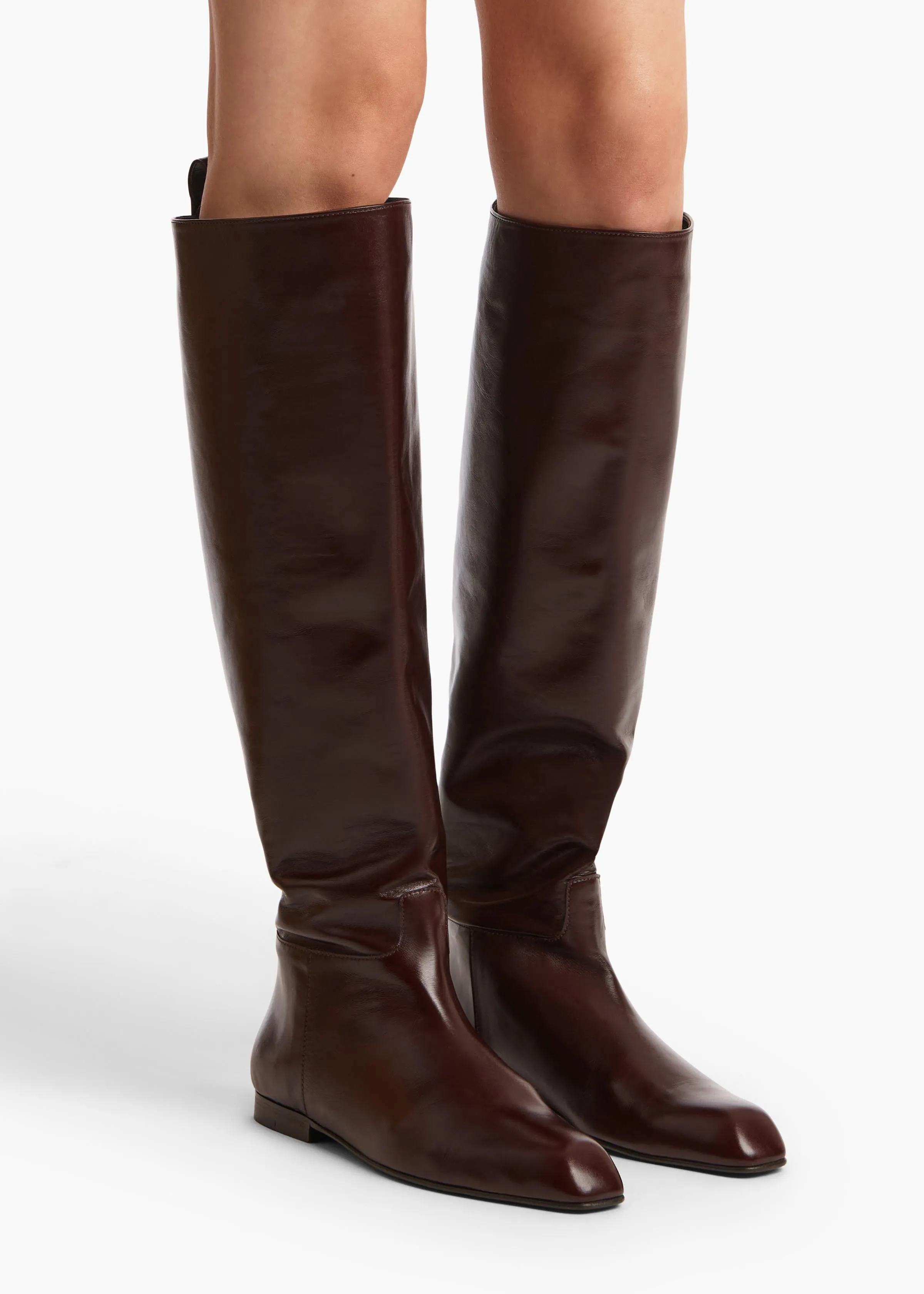 Colt Knee-High Boot in Bordeaux Glazed Leather sold by KHAITE product image thumbnail 4