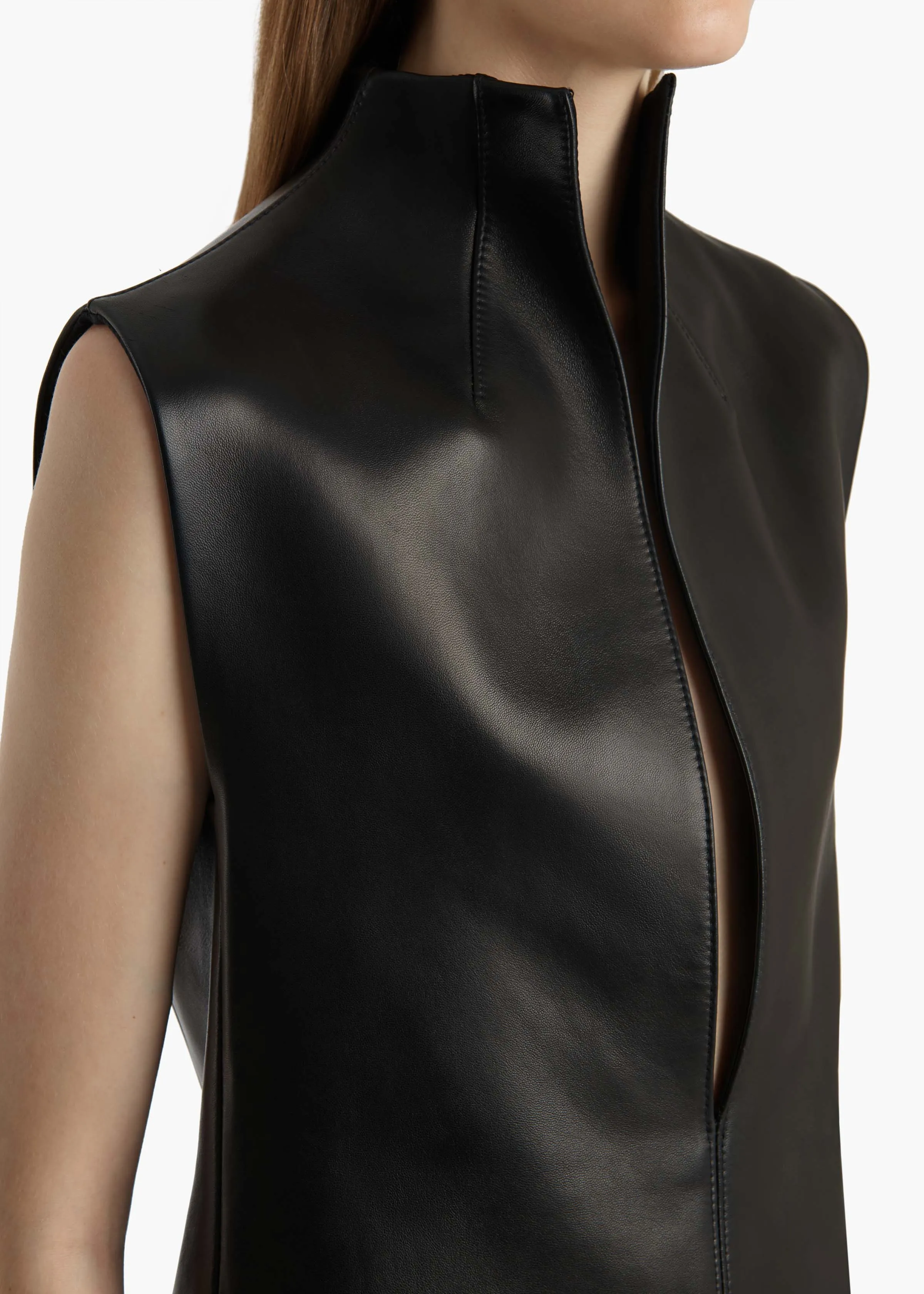 Von Top in Black Leather sold by KHAITE product image thumbnail 5