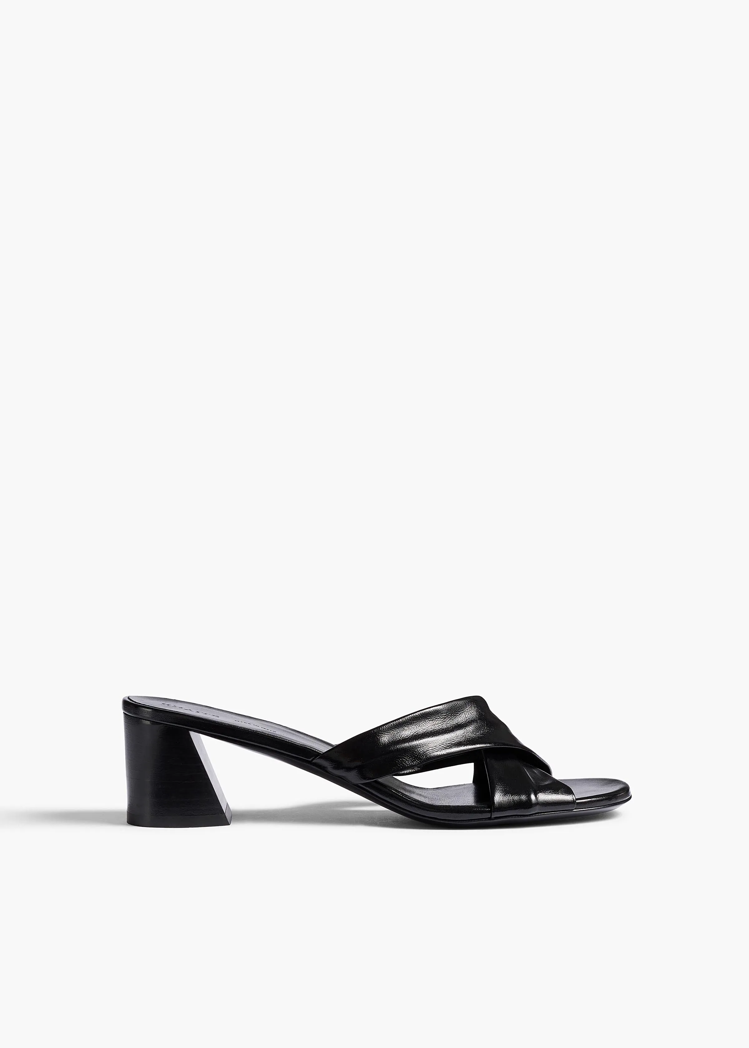 Liria Sandal in Black Glazed Leather sold by KHAITE