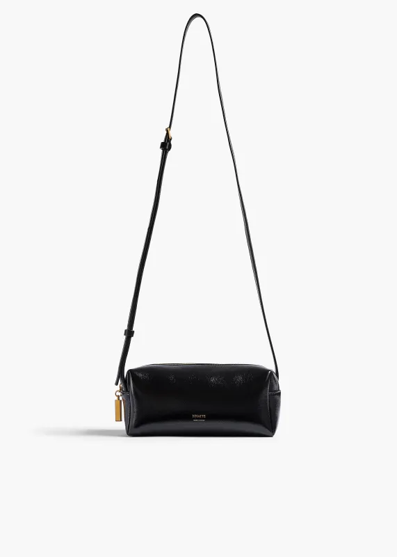 Mini Kye Crossbody Bag in Black Crackle Patent Leather sold by KHAITE