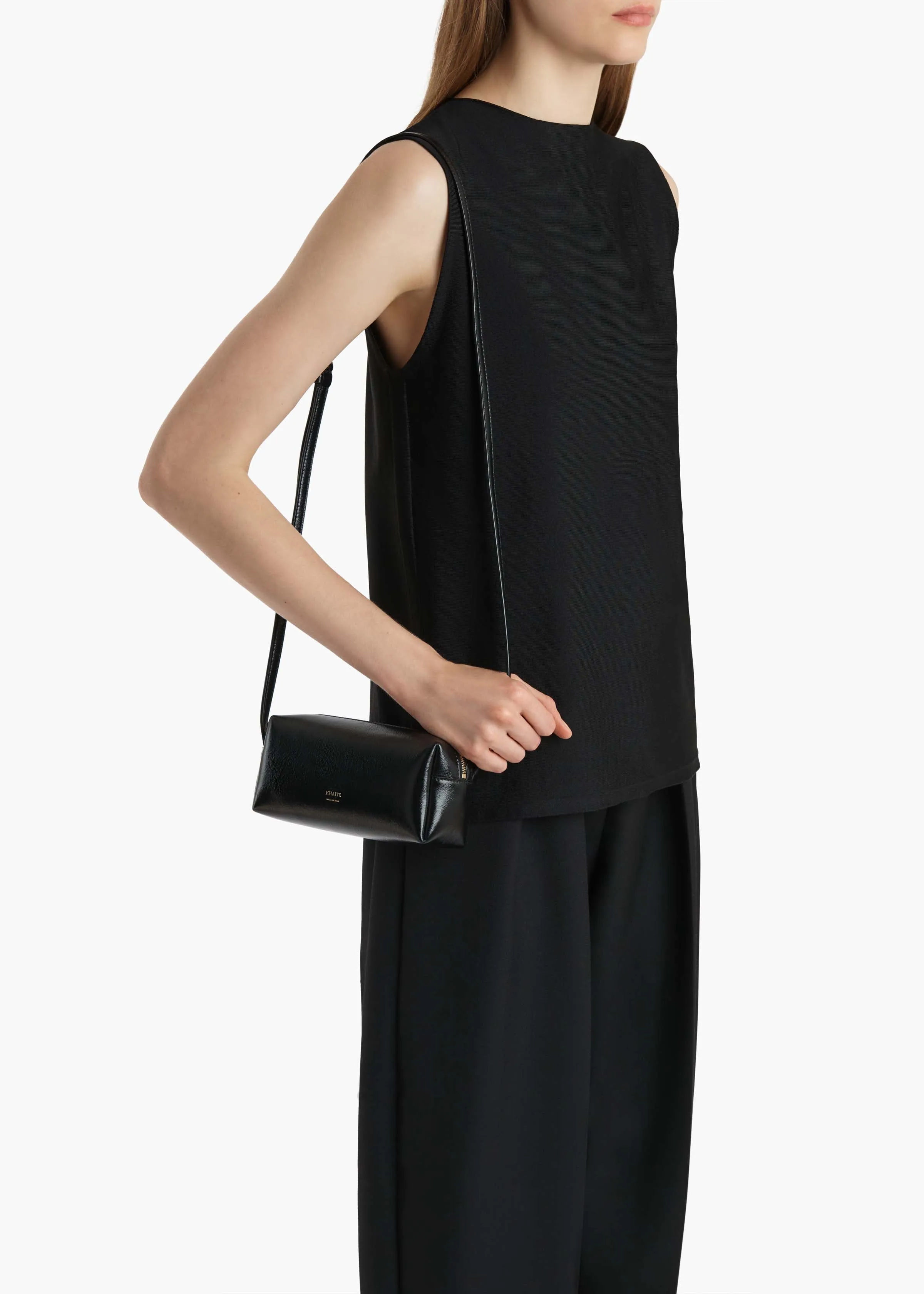 Mini Kye Crossbody Bag in Black Crackle Patent Leather sold by KHAITE product image thumbnail 5