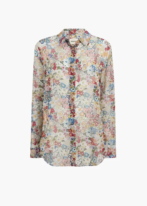 Goya Top in Cream Multi sold by KHAITE