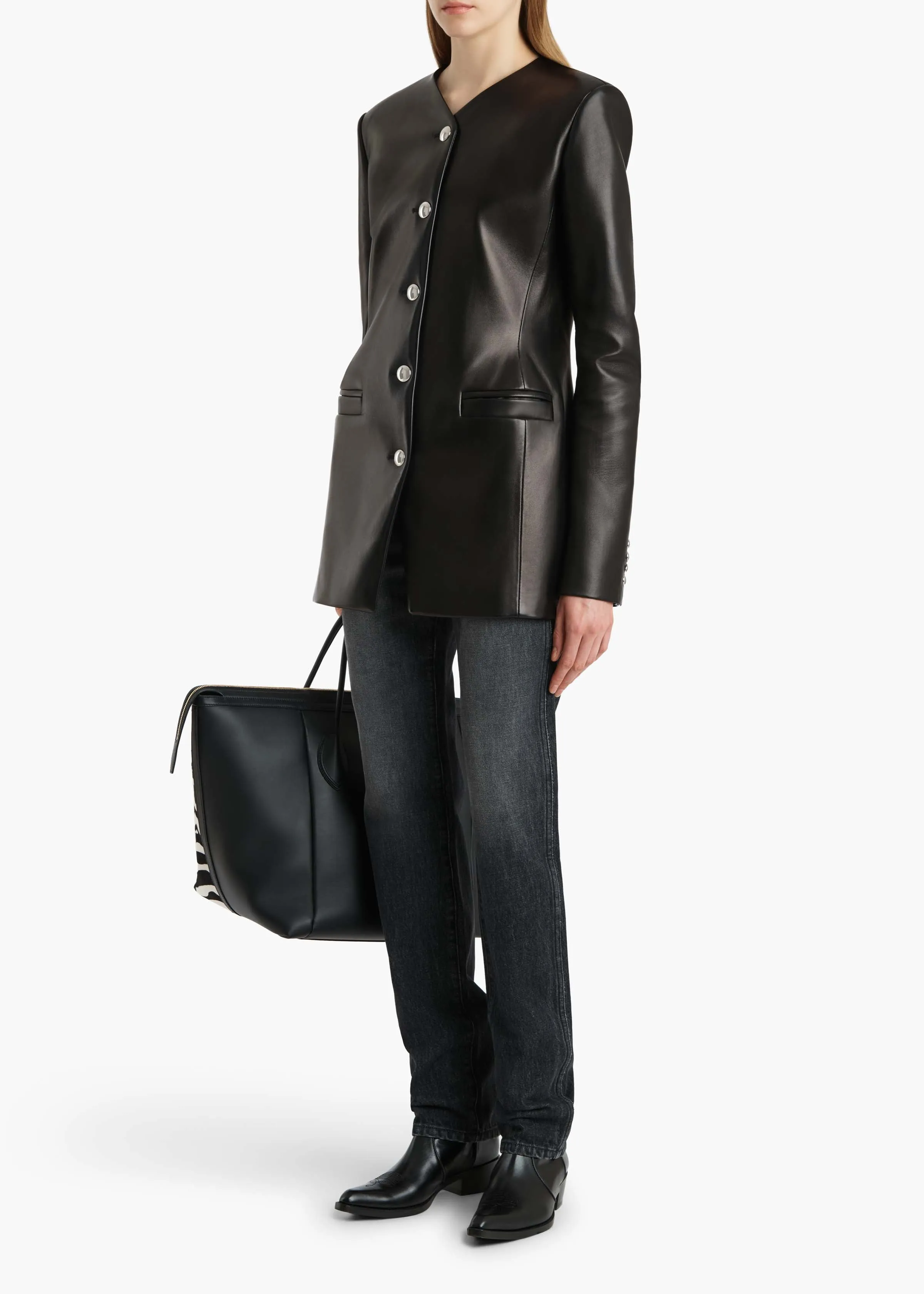 Naran Jacket in Black Leather sold by KHAITE product image thumbnail 2