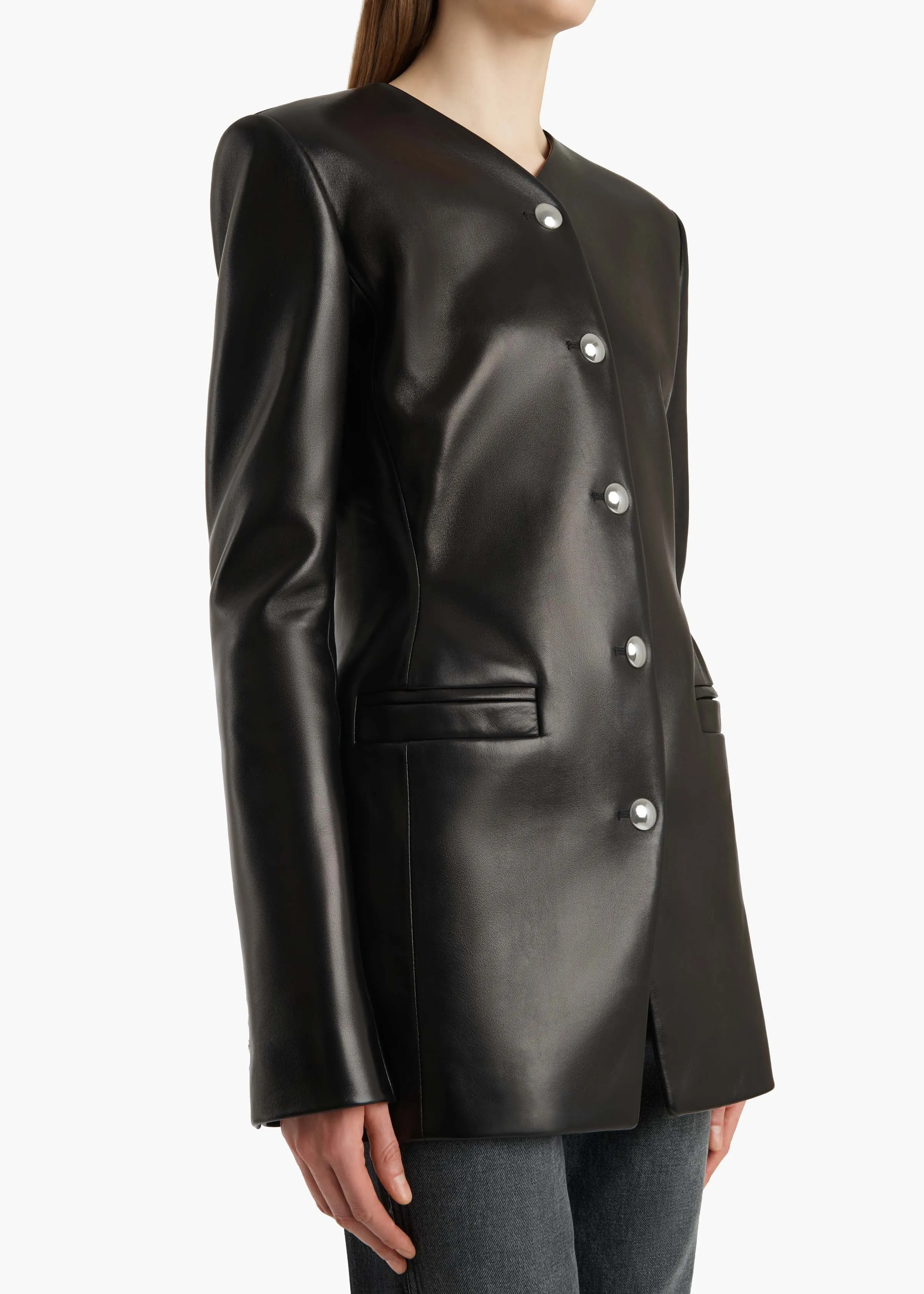 Naran Jacket in Black Leather sold by KHAITE product image thumbnail 5