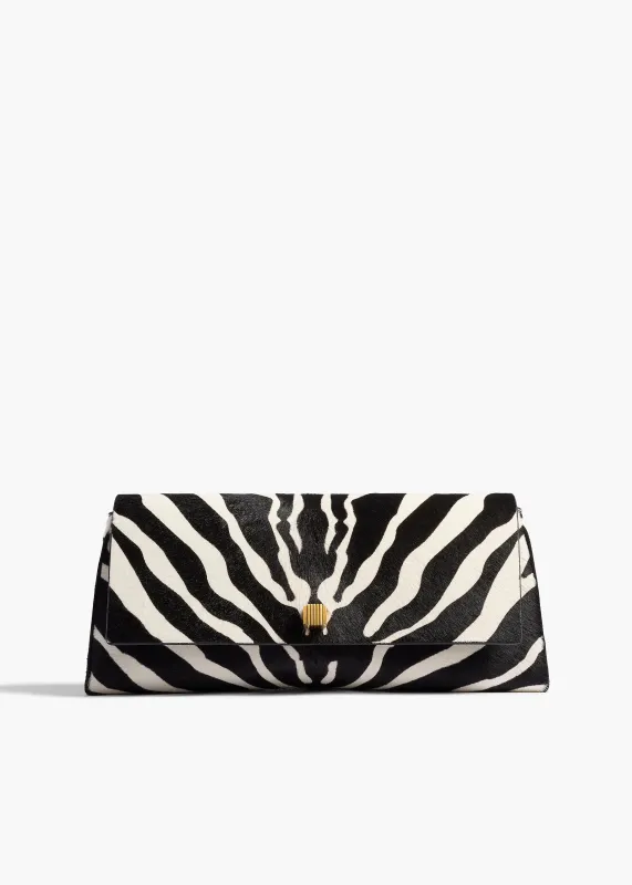 Audrey Clutch in Zebra Print Haircalf sold by KHAITE