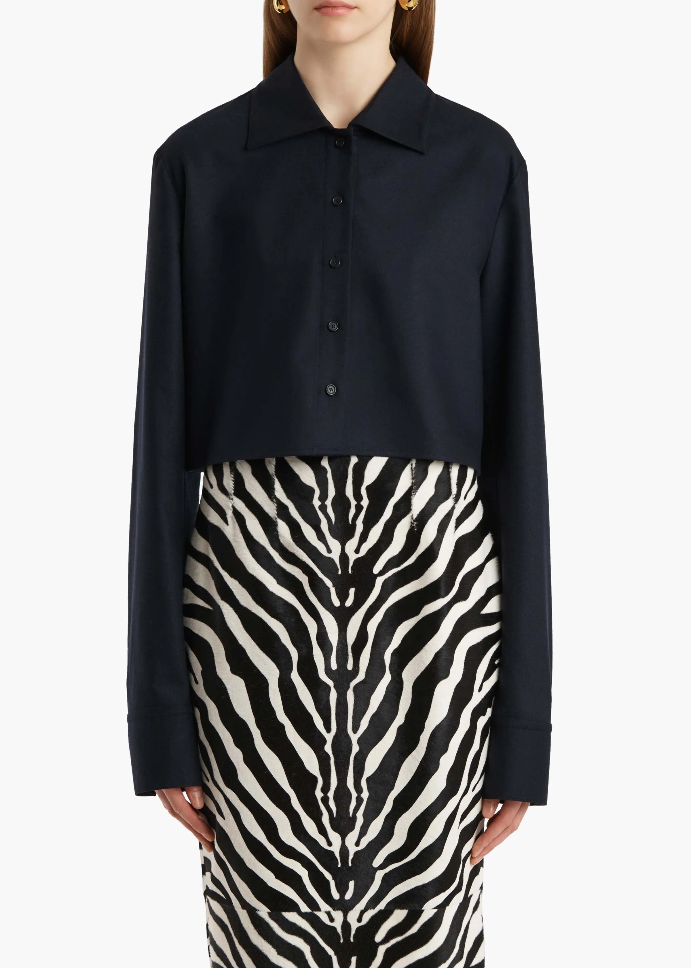 Jasen Top in Dark Navy Wool Cashmere sold by KHAITE product image thumbnail 3