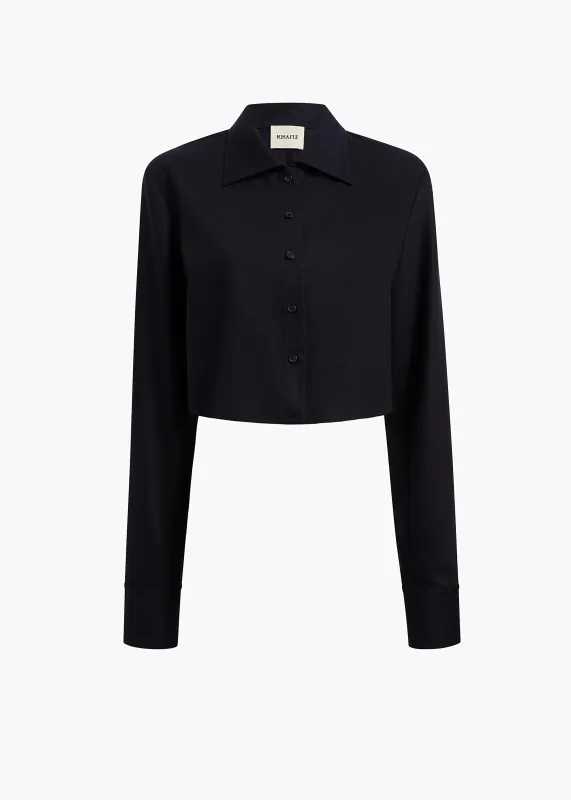 Jasen Top in Dark Navy Wool Cashmere sold by KHAITE