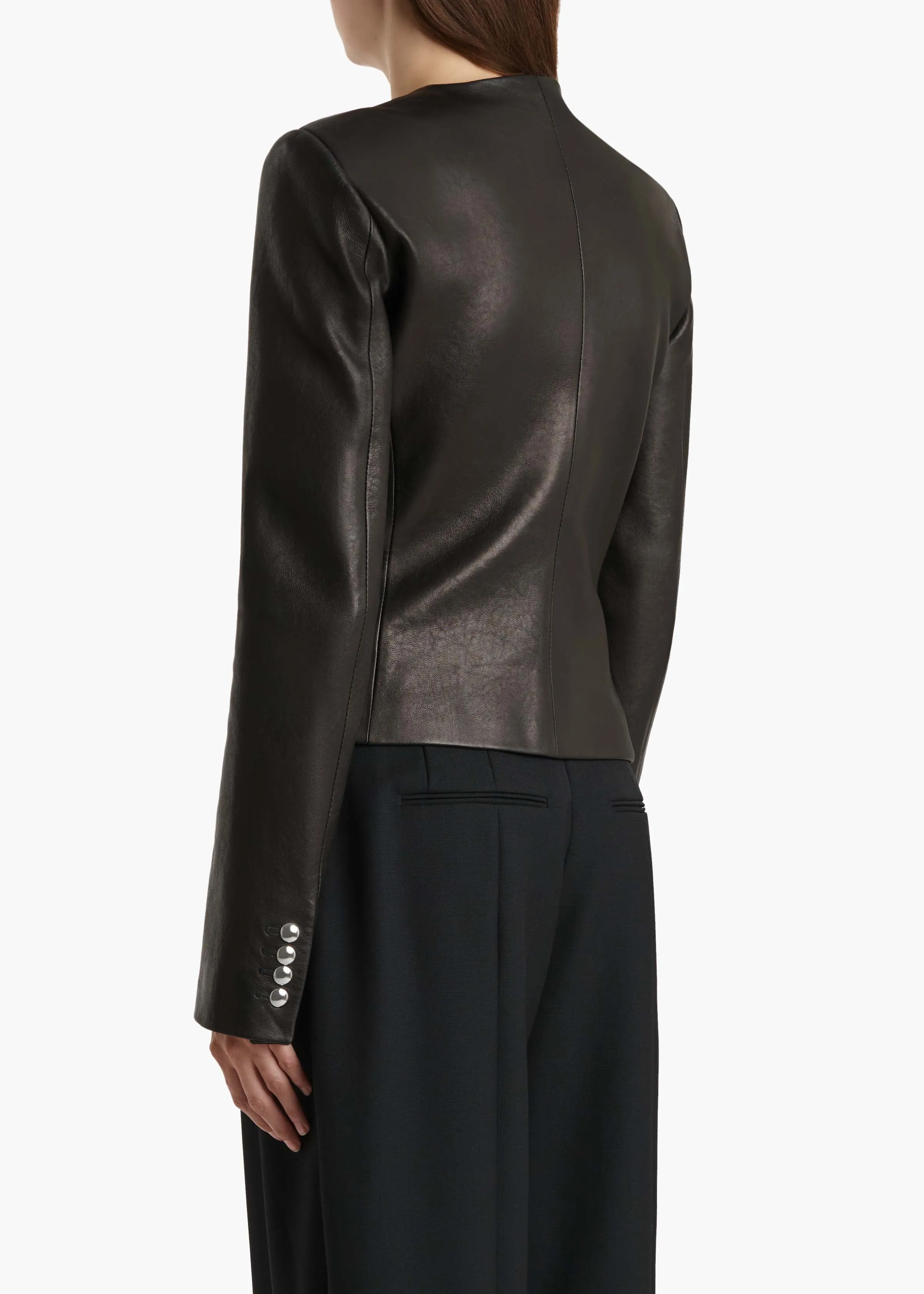 Nara Jacket in Black Leather sold by KHAITE product image thumbnail 4