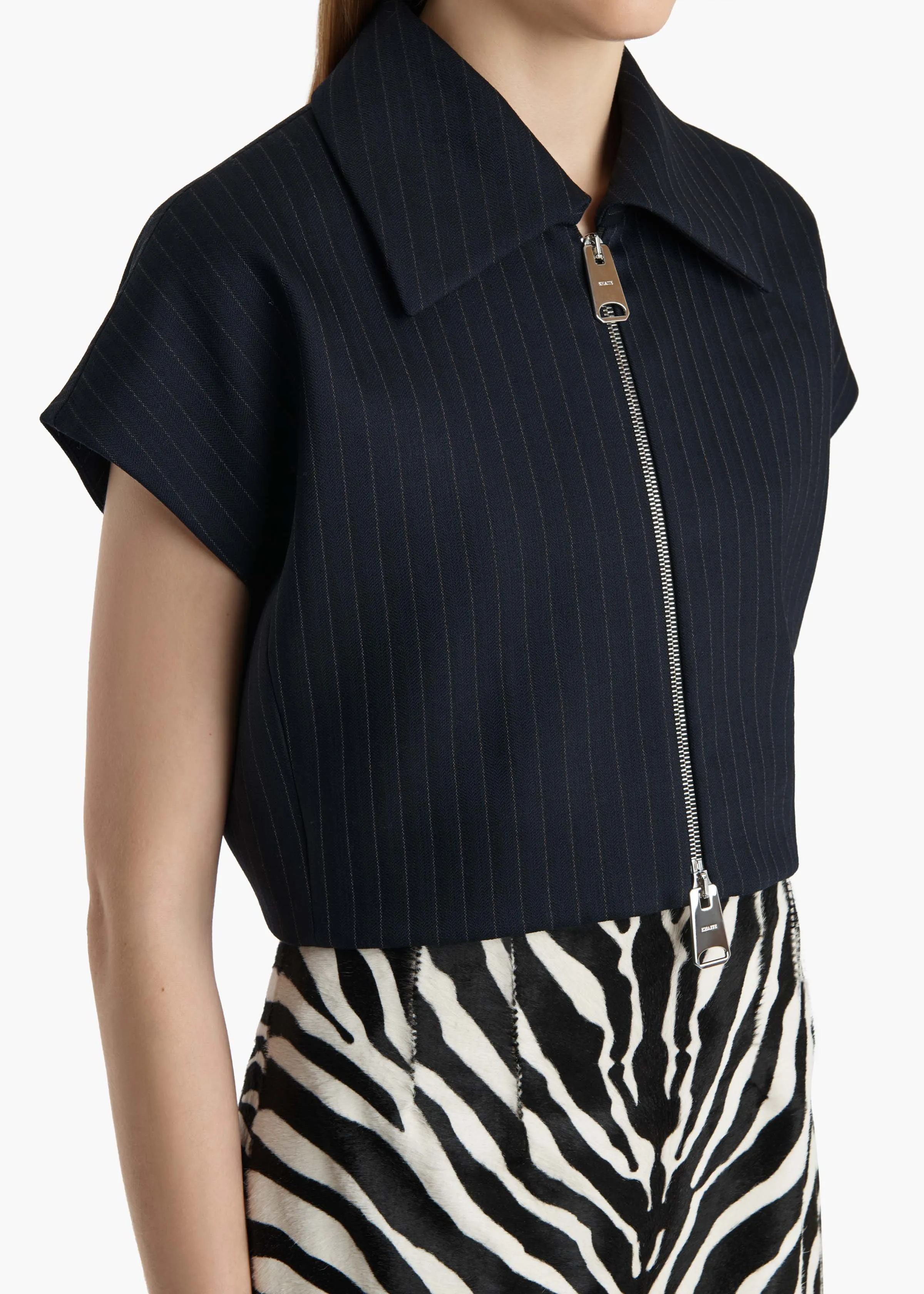 Robin Top in Navy and White Stripe sold by KHAITE product image thumbnail 5