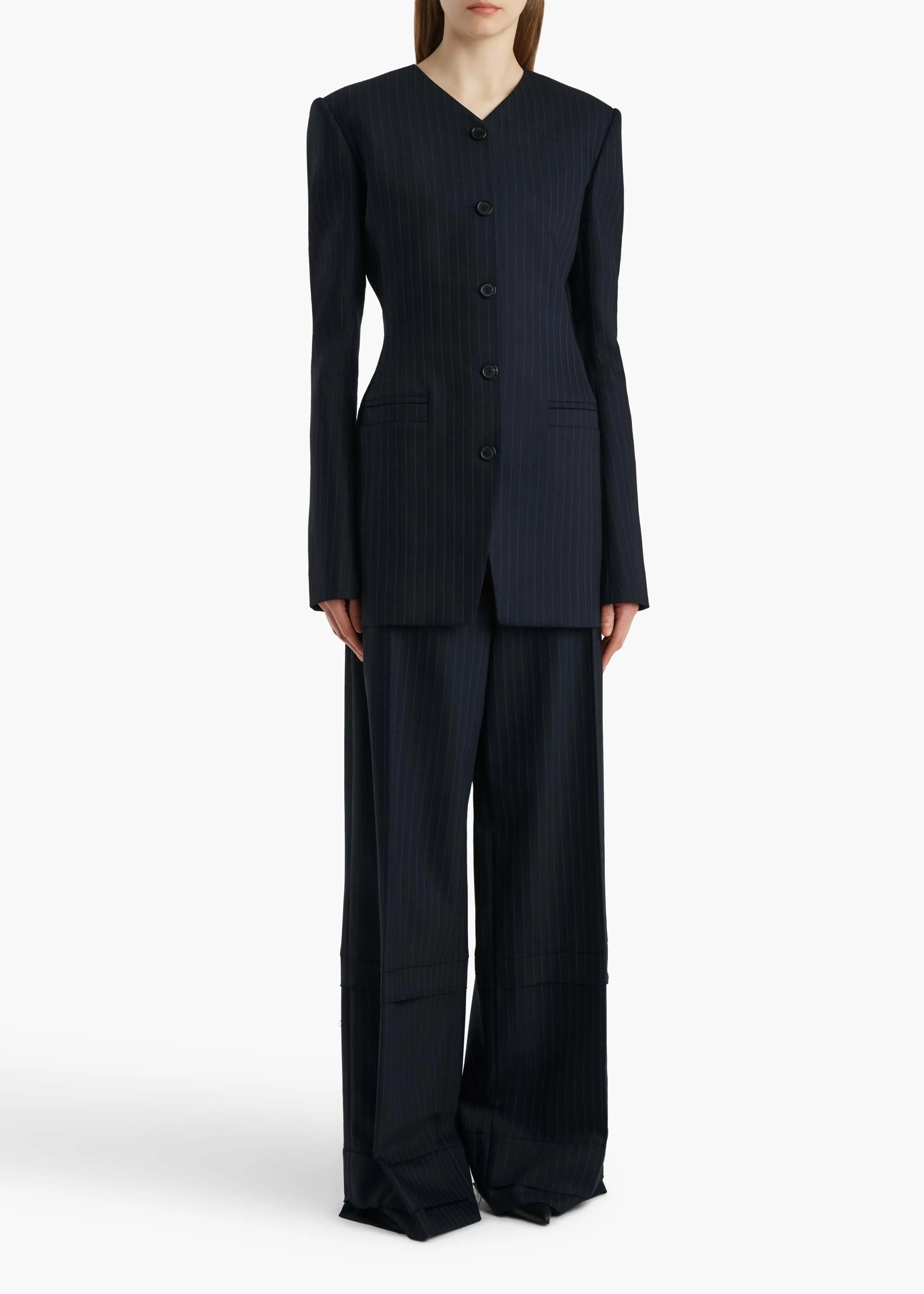 Naran Jacket in Navy and White Stripe sold by KHAITE product image thumbnail 2